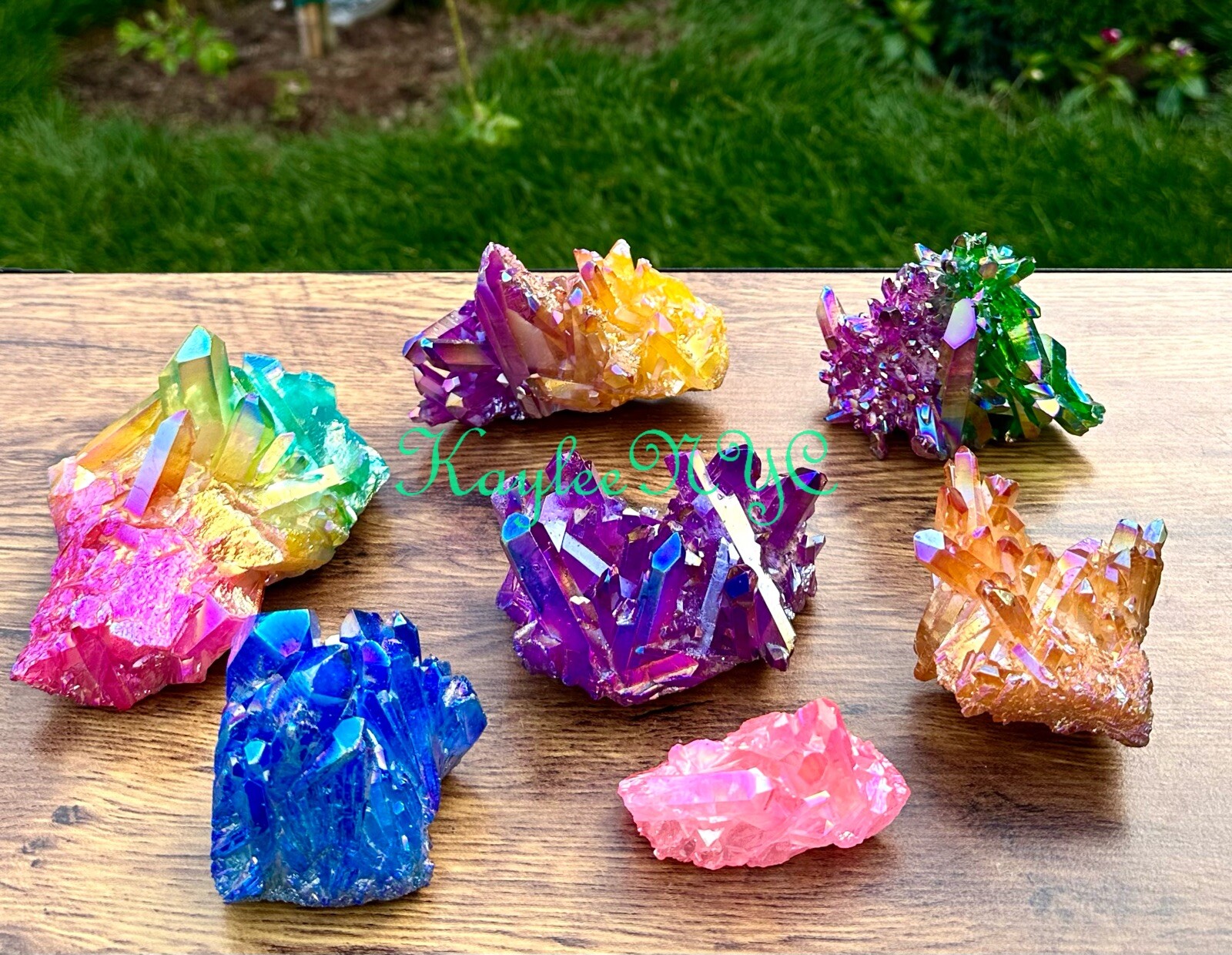 Wholesale Lot 6-7 PCs Mix Aura Lemurian Quartz Cluster Raw Crystal Nice Quality