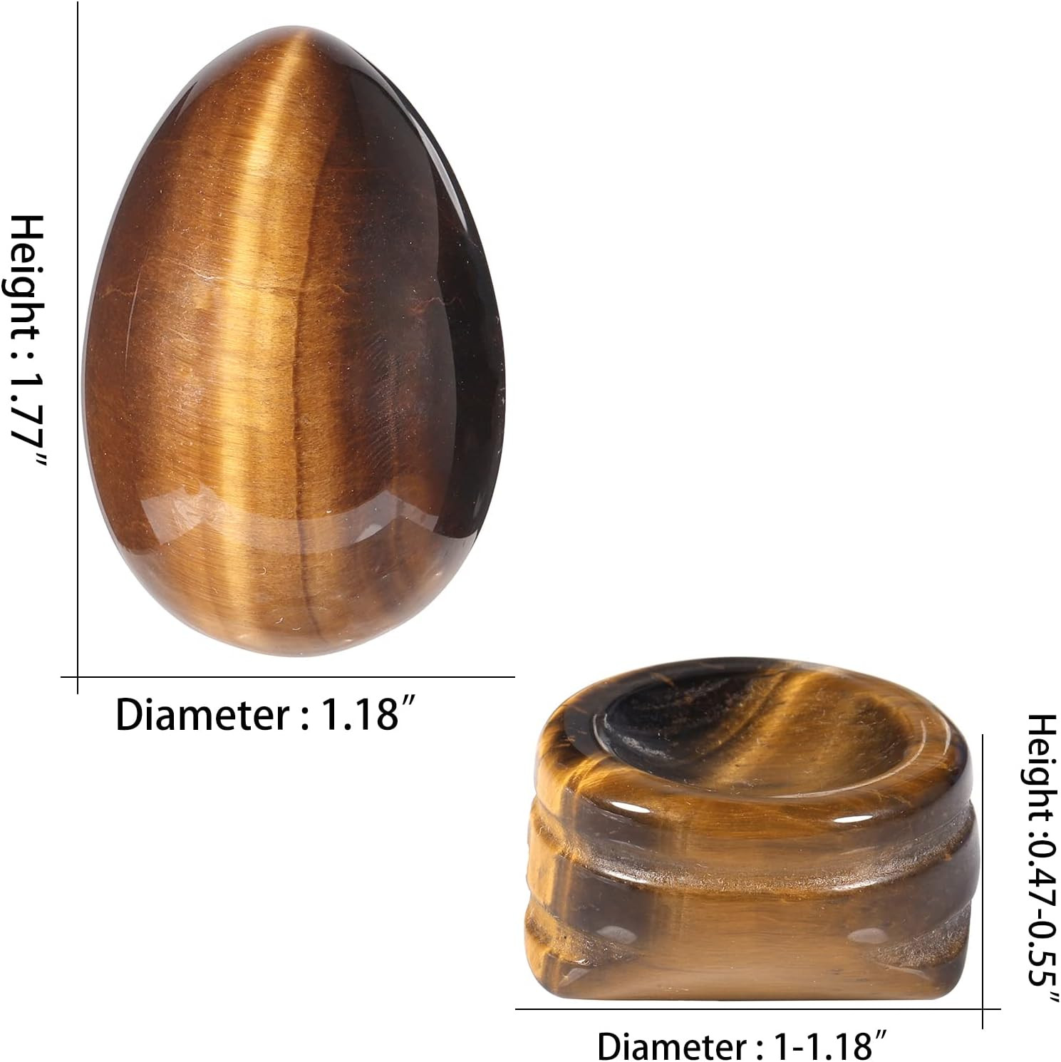 Tiger’S Eye Crystal Egg Polished Gemstone Figurines with Stone Stand