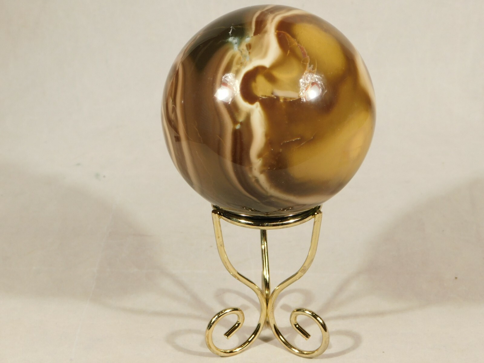 Sphere Display Stand Metal Scroll Design Gold Color Small Size