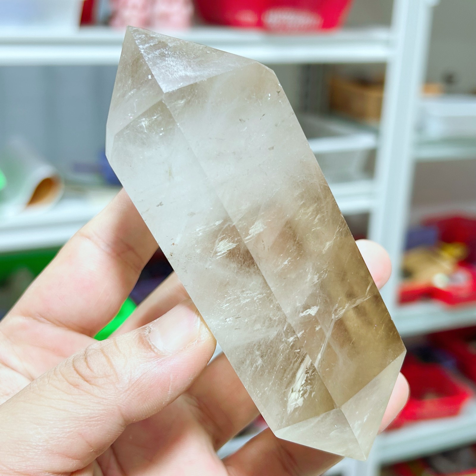 1.17LB Natural Smoky Quartz Obelisk Crystal Double Point Healing G7726