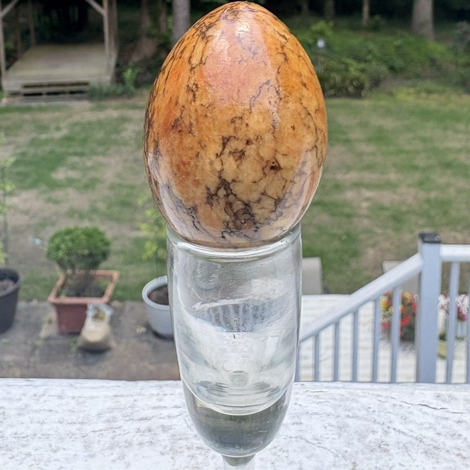 Polished Brown/Tan Marbled Crystal Egg w/ Black Veining