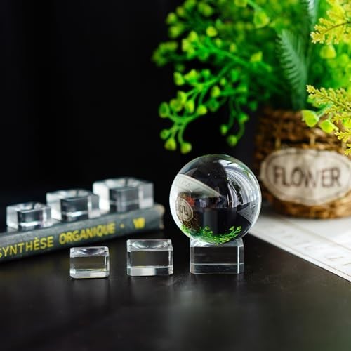 6 Pack Square Crystal Display Bases for 3D Laser Balls 6Pcs Glass Stands for Cry