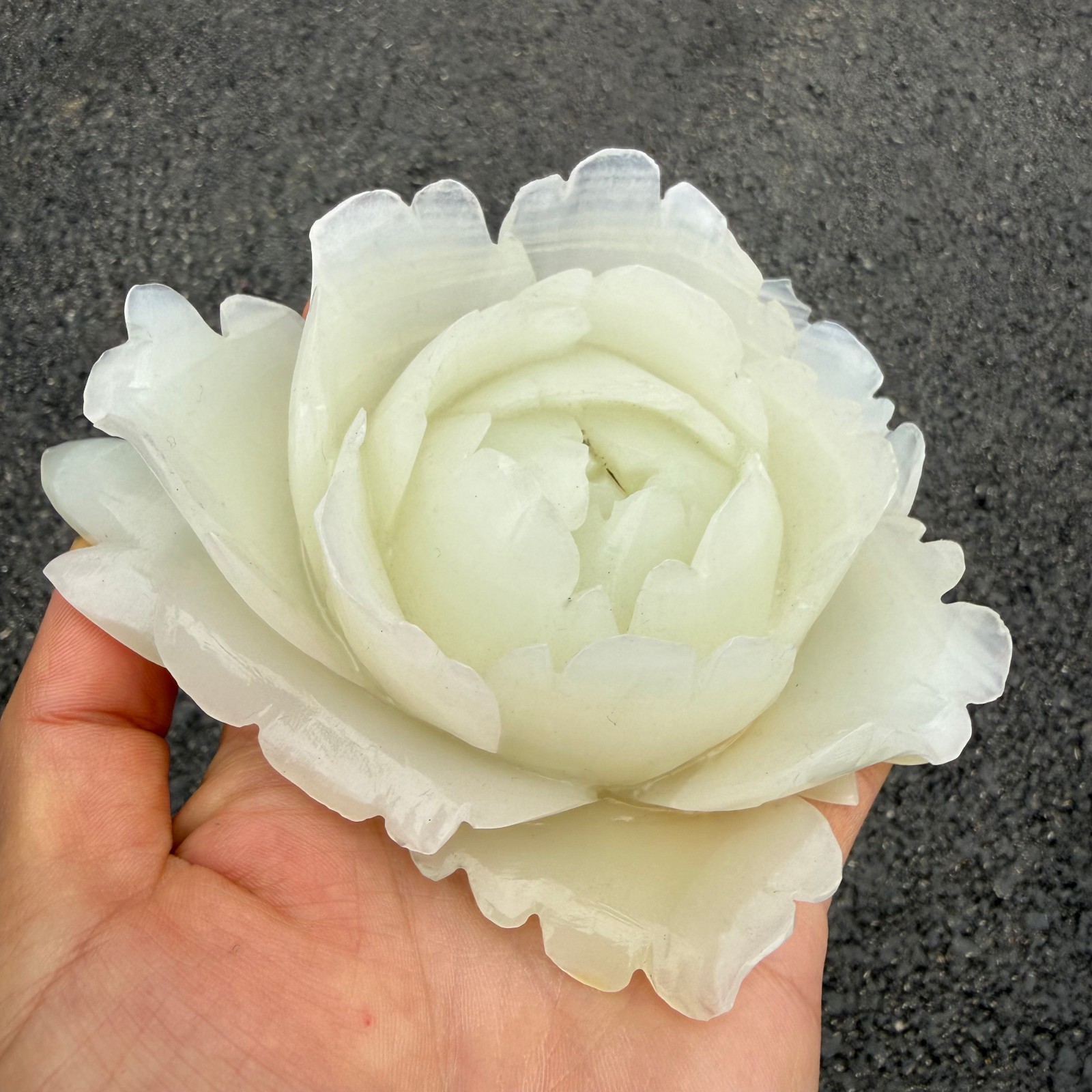 1LB Natural Afghan jade Quartz Carved Flower Crystal Reiki Healing Decor Gift1pc