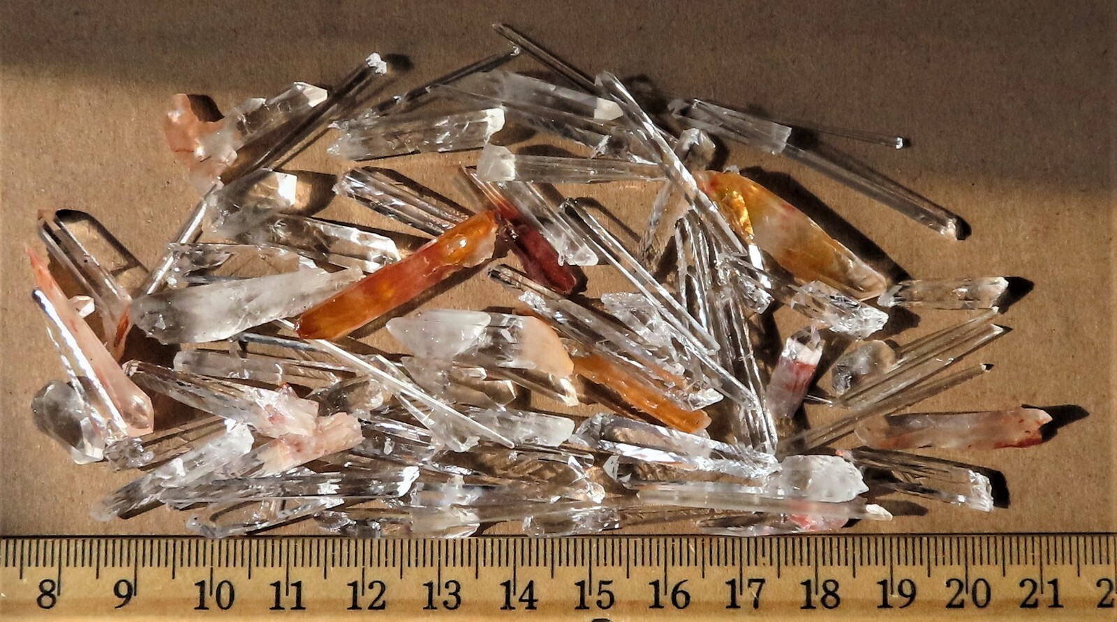 QUARTZ CRYSTALS, 8 OZ LOT OF SELF-NUCLEATED POINTS, LAB GROWN IN CLEVELAND, OHIO