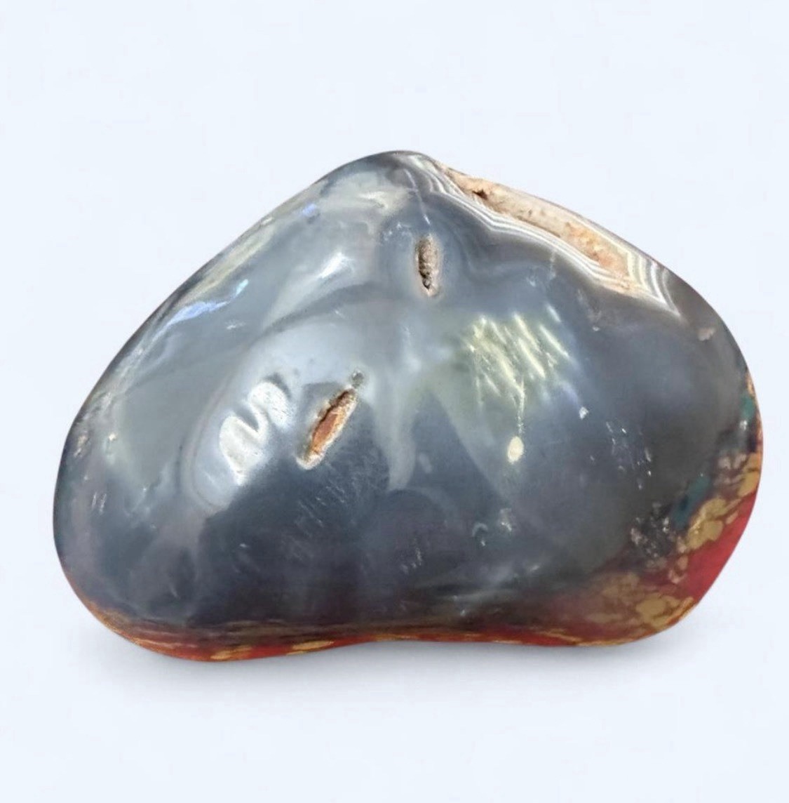 Large 4.6 Pound Orca Blue Agate Crystal Geode with Deep Druzy Cave