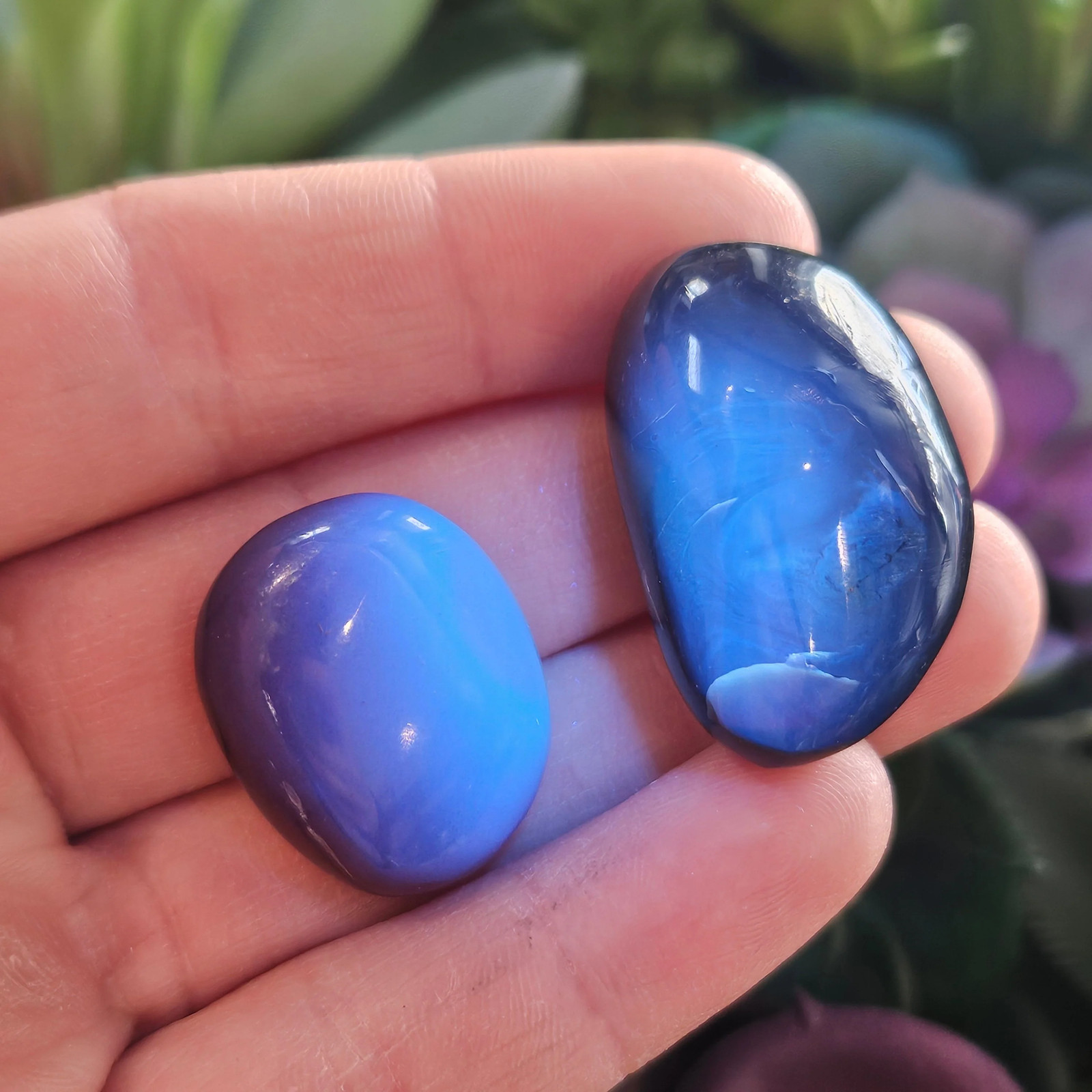 Blue Amber Specimen, Polished Amber from Indonesia
