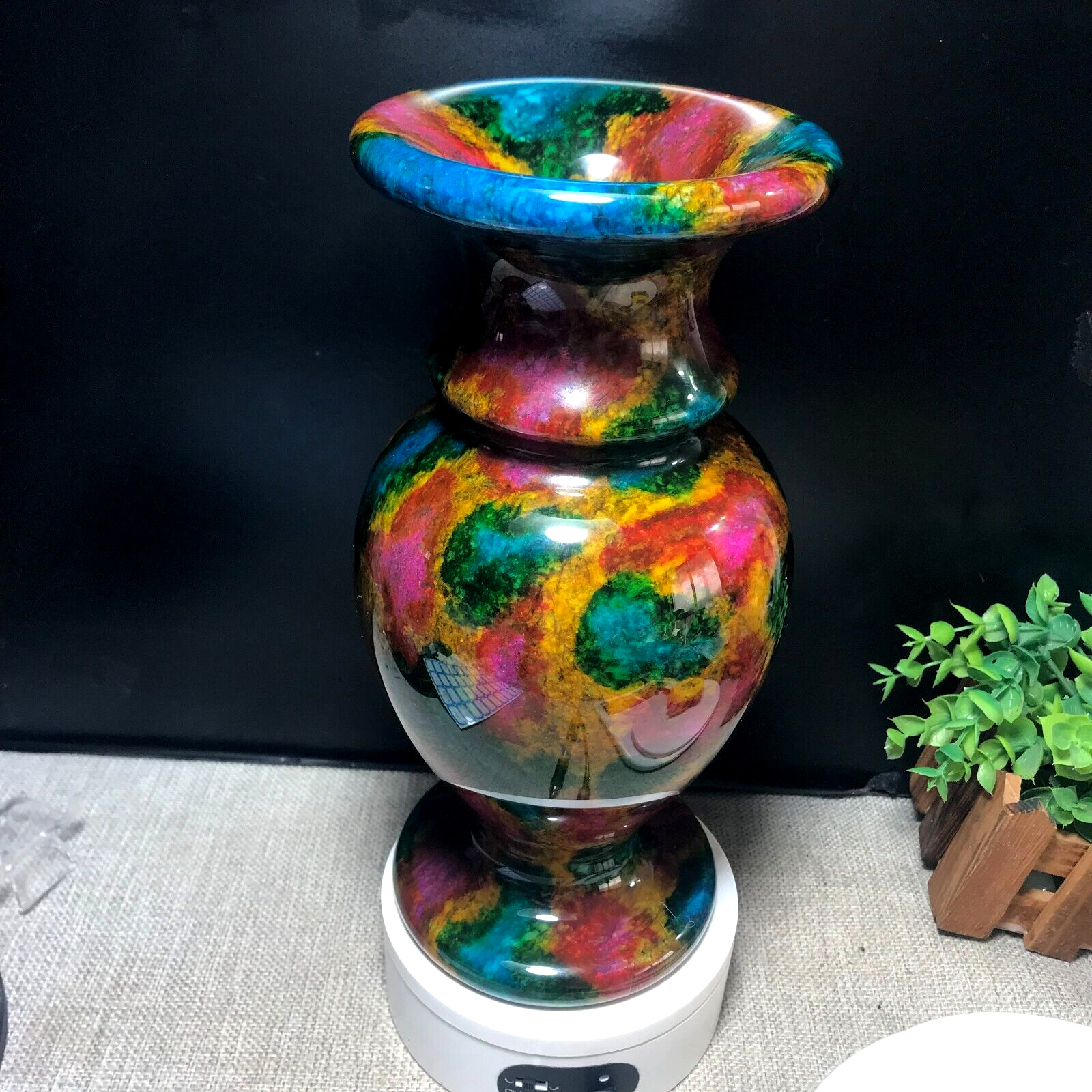 1PCS 3.2kg “Seven Colors Jade” Crystal Quartz Vase Specimen Collection