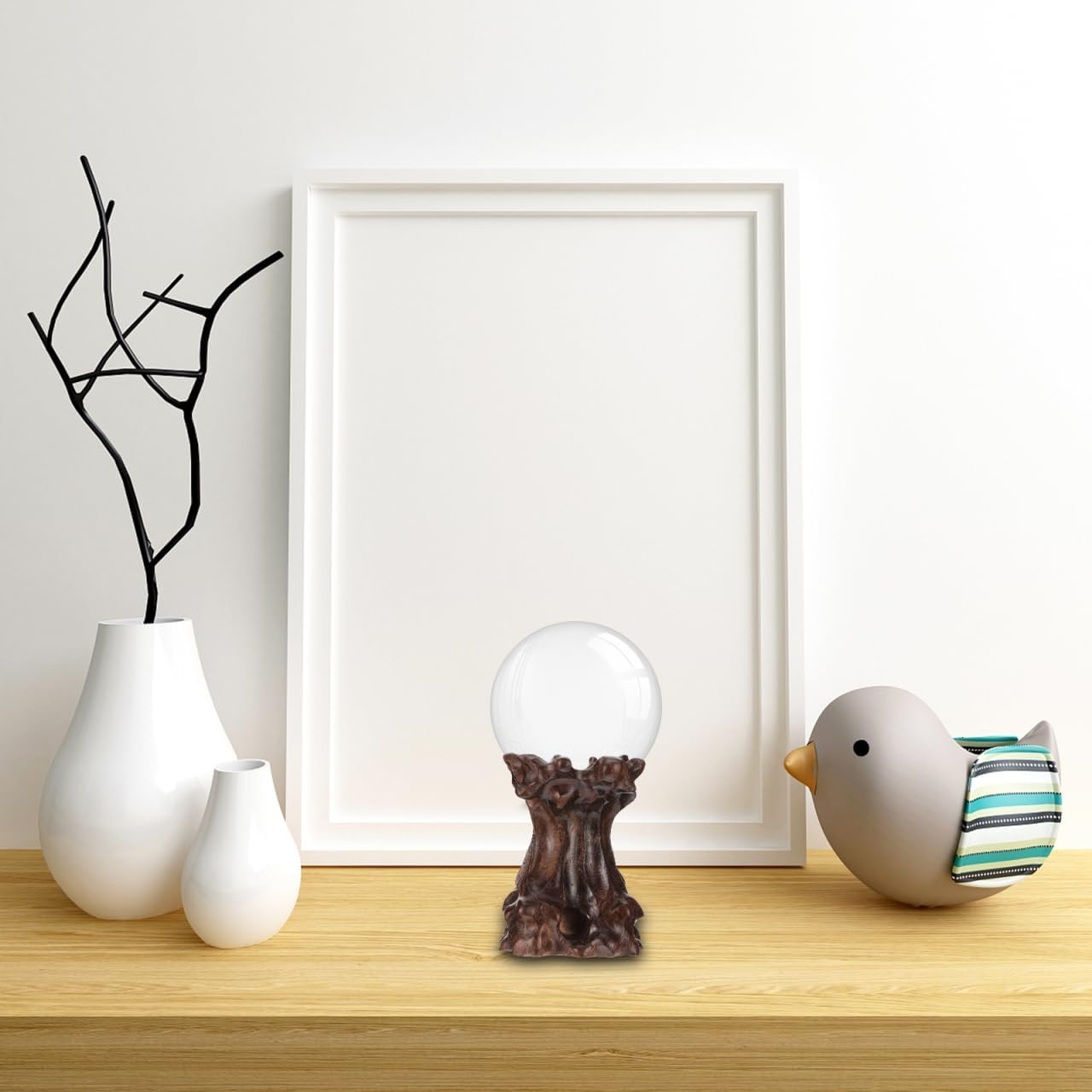 Wooden Stand for Crystal Sphere Quartz Ball Holder Wood Display Stand Base Orb E
