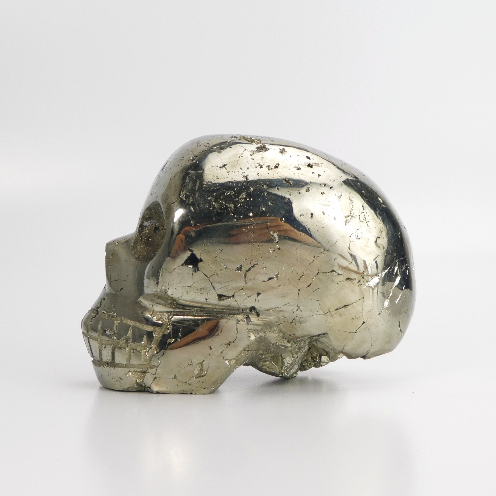 3.75″ 2lb Pyrite Skull from Peru Hand Carved Polished Natural Crystal Exposure