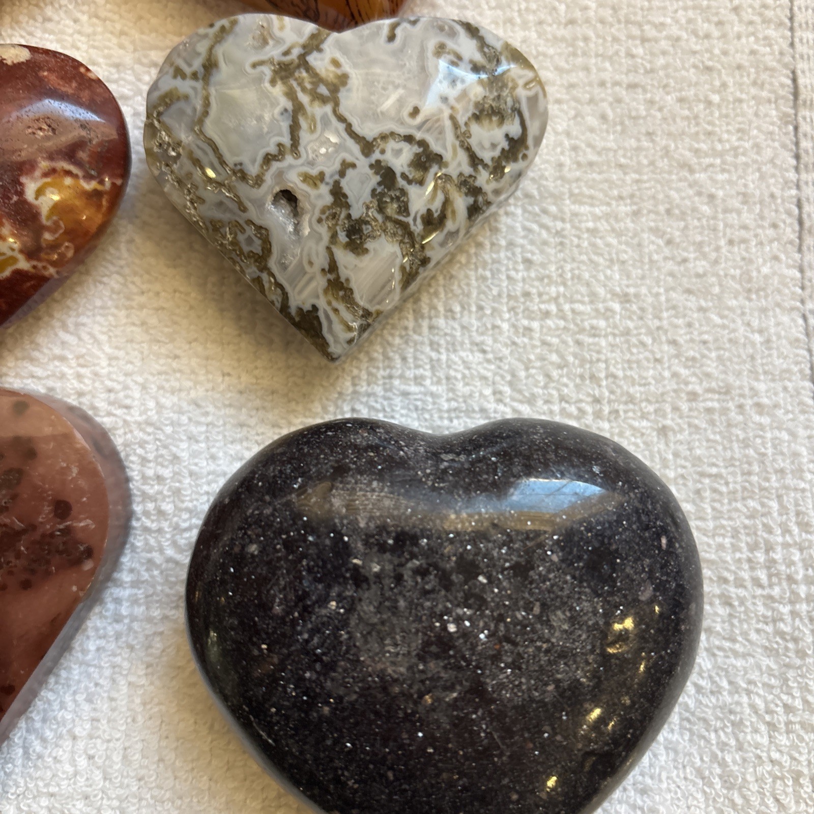 Lot Of 15 Crystal Hearts Agate Druzy Carnelian Sardonyx Cats Eye Moonstone Amy