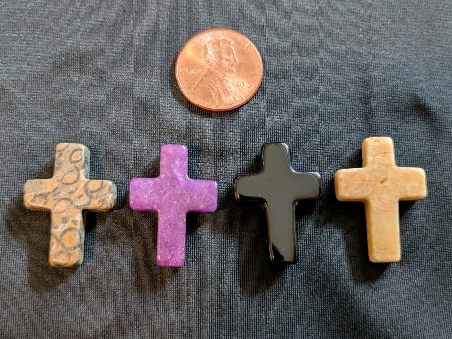 1″ Mini Crystal Crosses Natural Quartz Cross Shaped Worry Stones Charms – #4