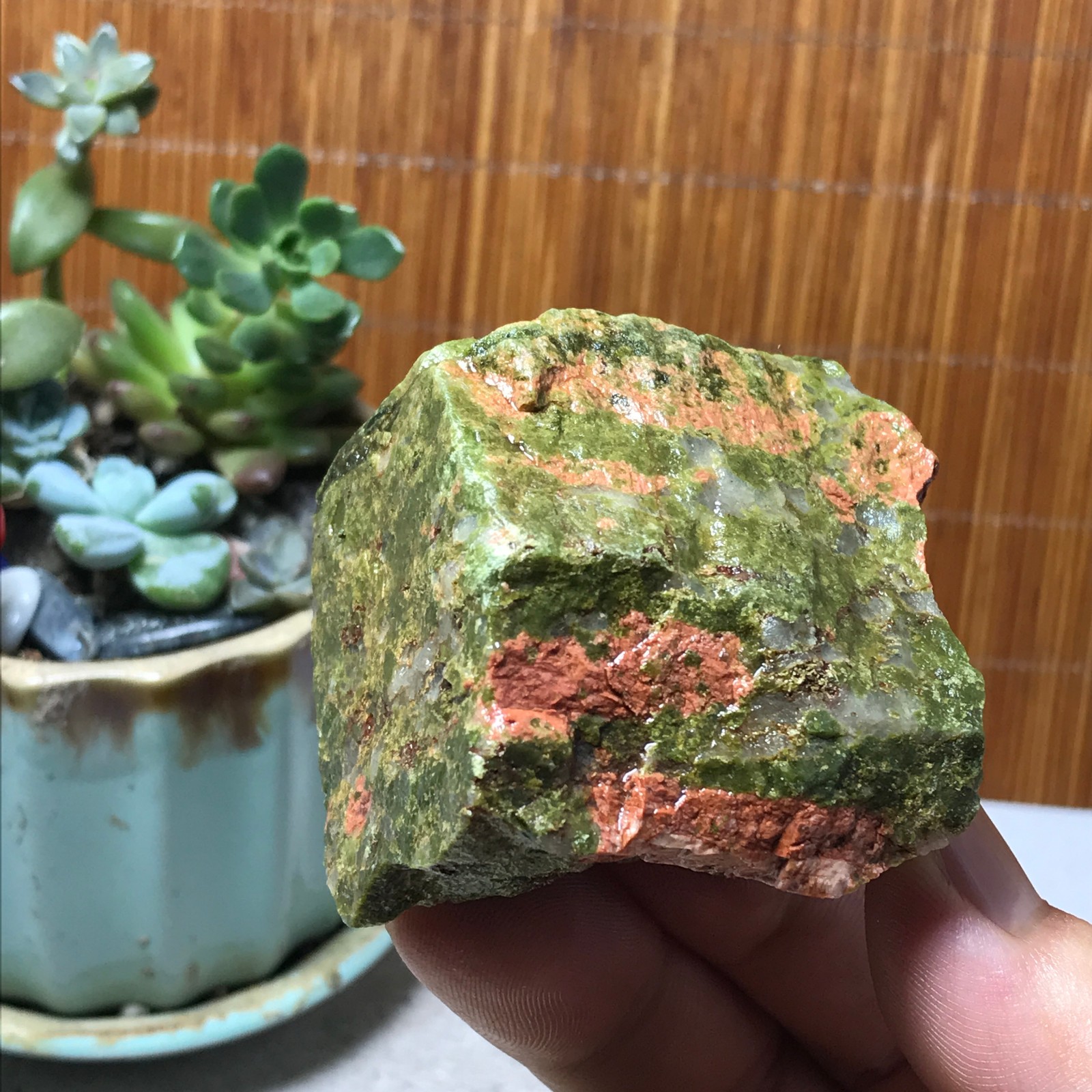 198g Natural Unakite Crystal gemstone Rough Mineral Specimen healing A6350