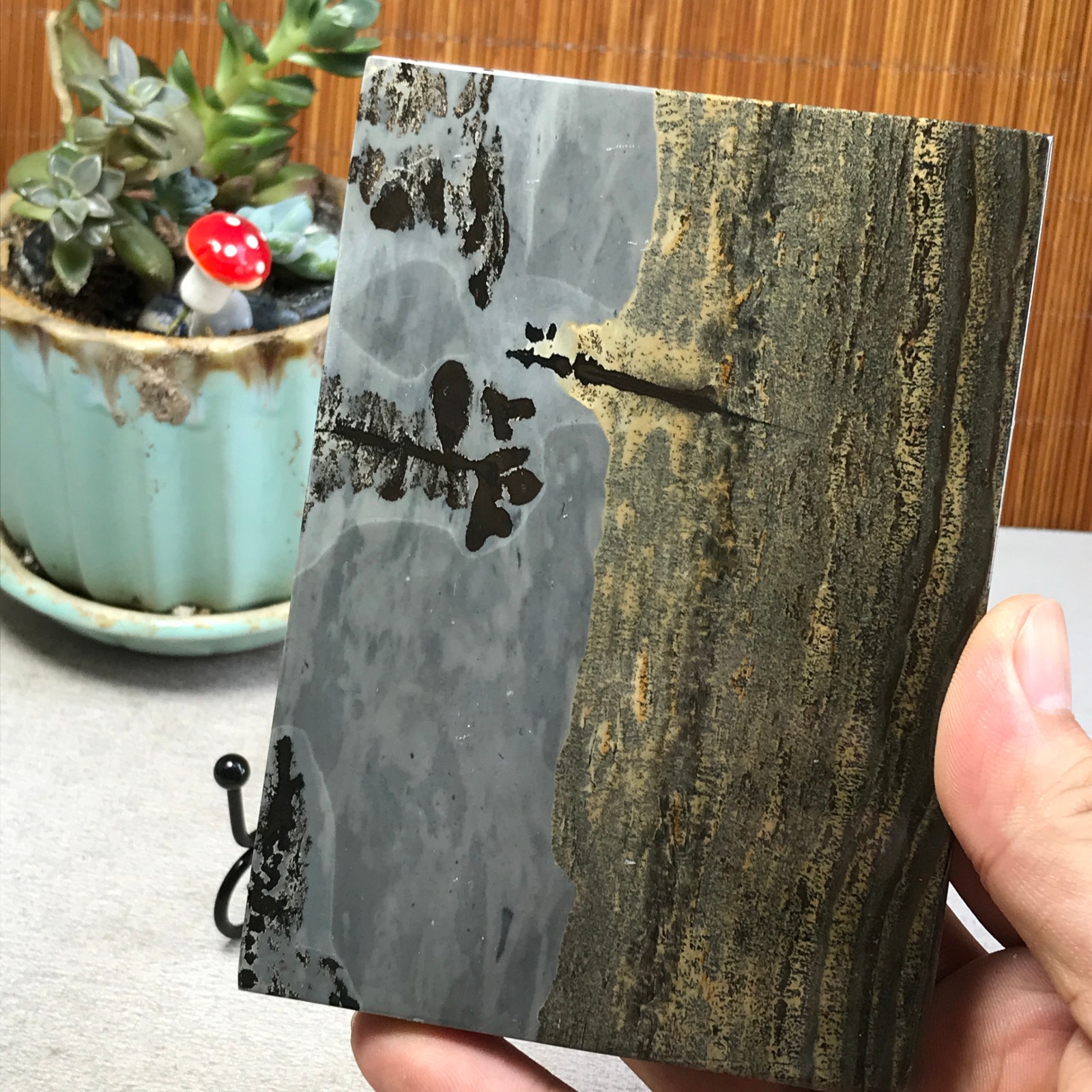 290g Natural Chinese painting stone crystal ornaments for home decoration A6423