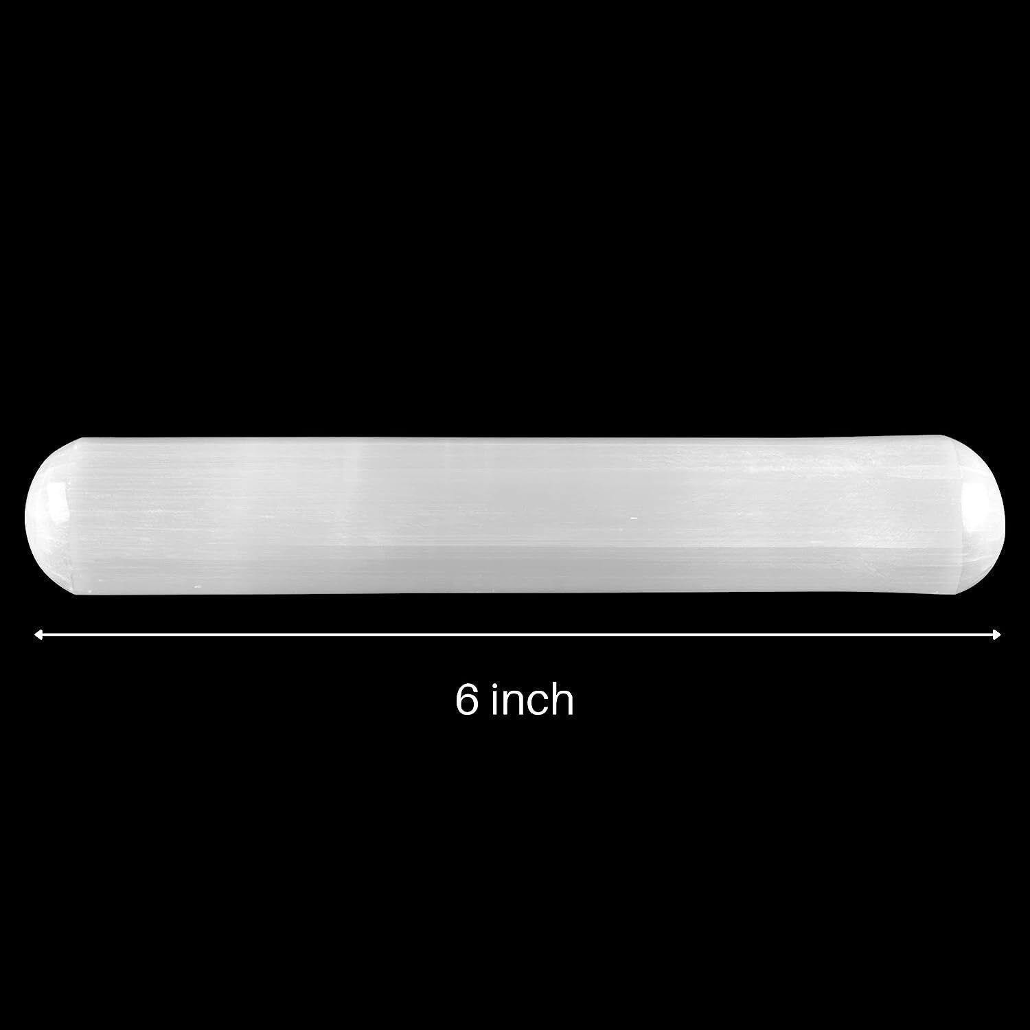 Polished Selenite Crystal Massage Wand, Selenite Stick, Cleansing, Size 6″