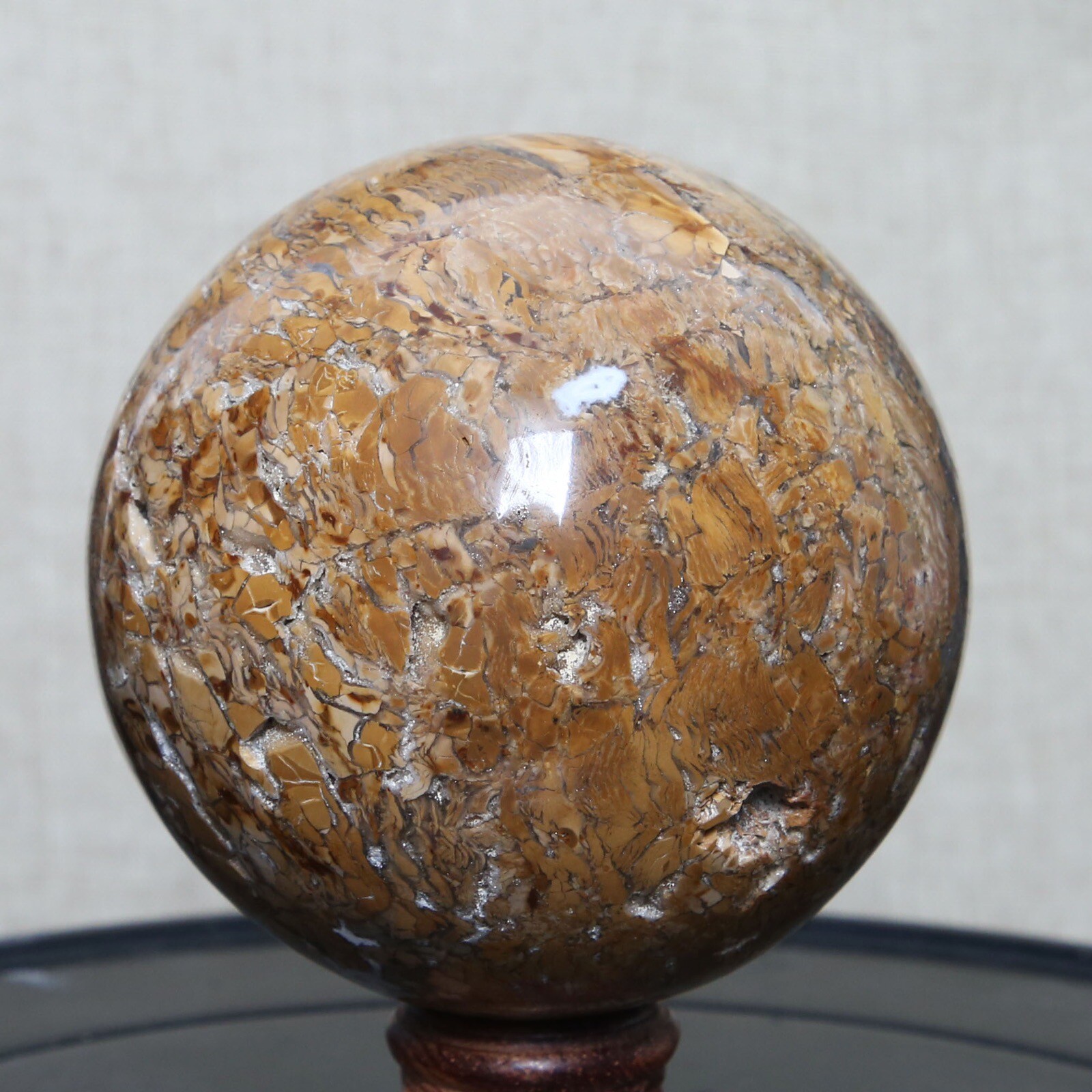B8702-85mm-817g Amazing Natural Ocean Ibis Jasper Orbicular Sphere Reiki Crystal