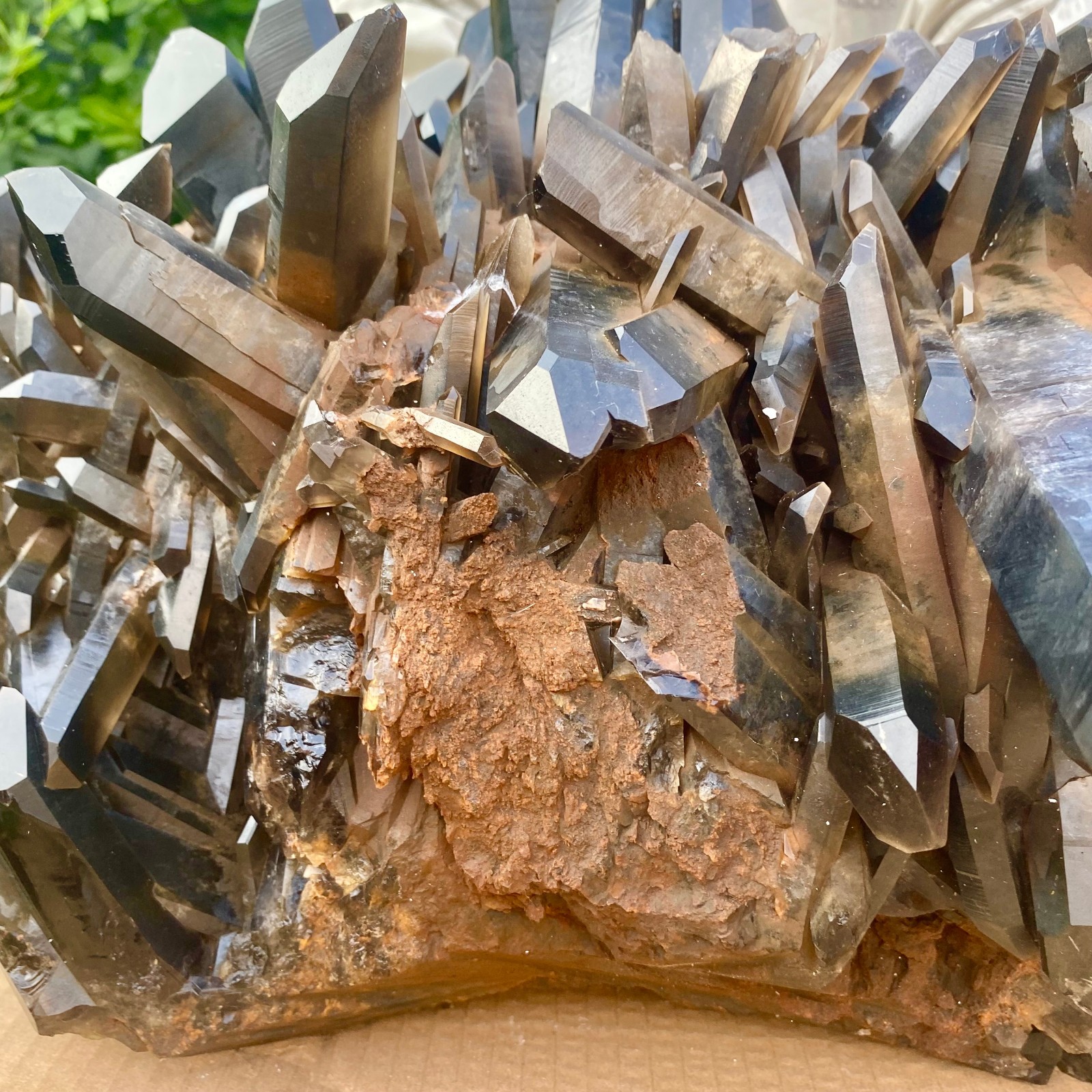 57.76LB Natural Black Smoke Color Quartz Cluster Crystal Specimens Mineral Heali