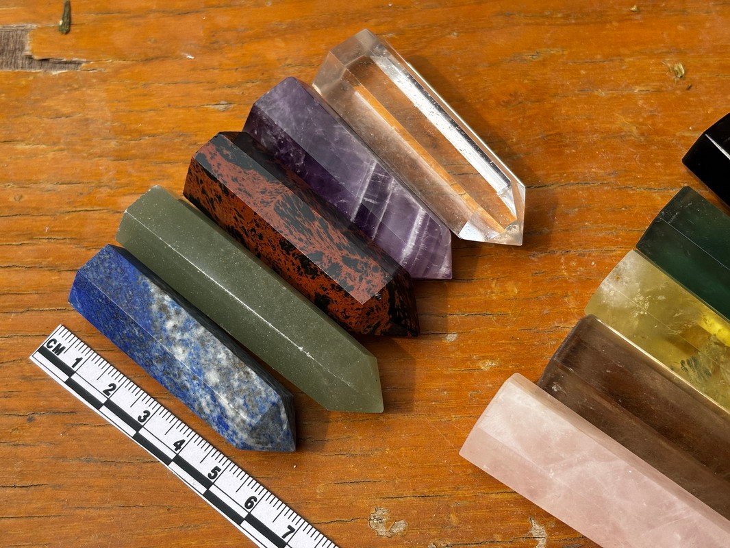 Set of 7 Chakra Healing Crystal Wands Point Faceted Prism Bars for Reiki Chakra