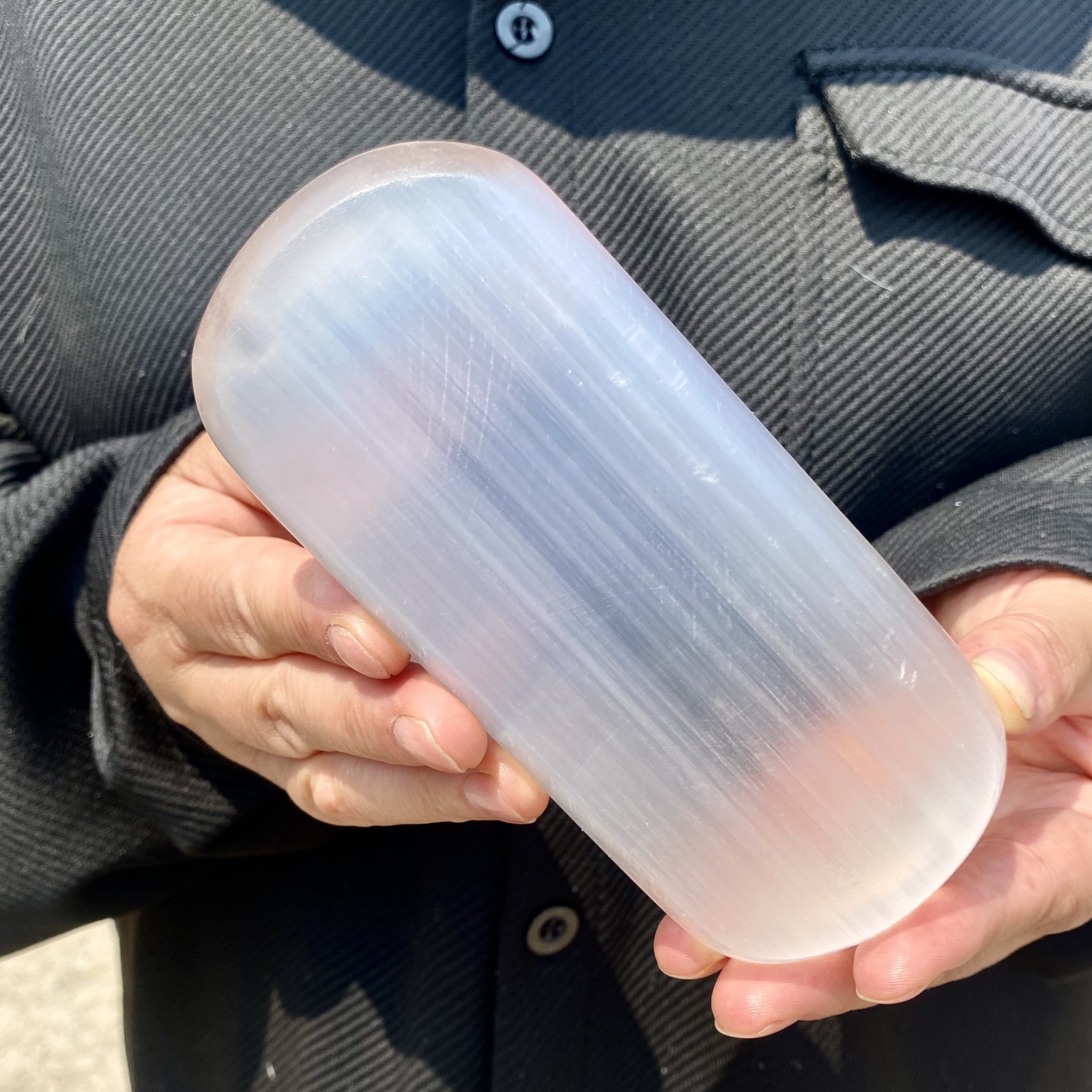 167G Natural selenite gypsum quartz crystal slab mineral specimen healin
