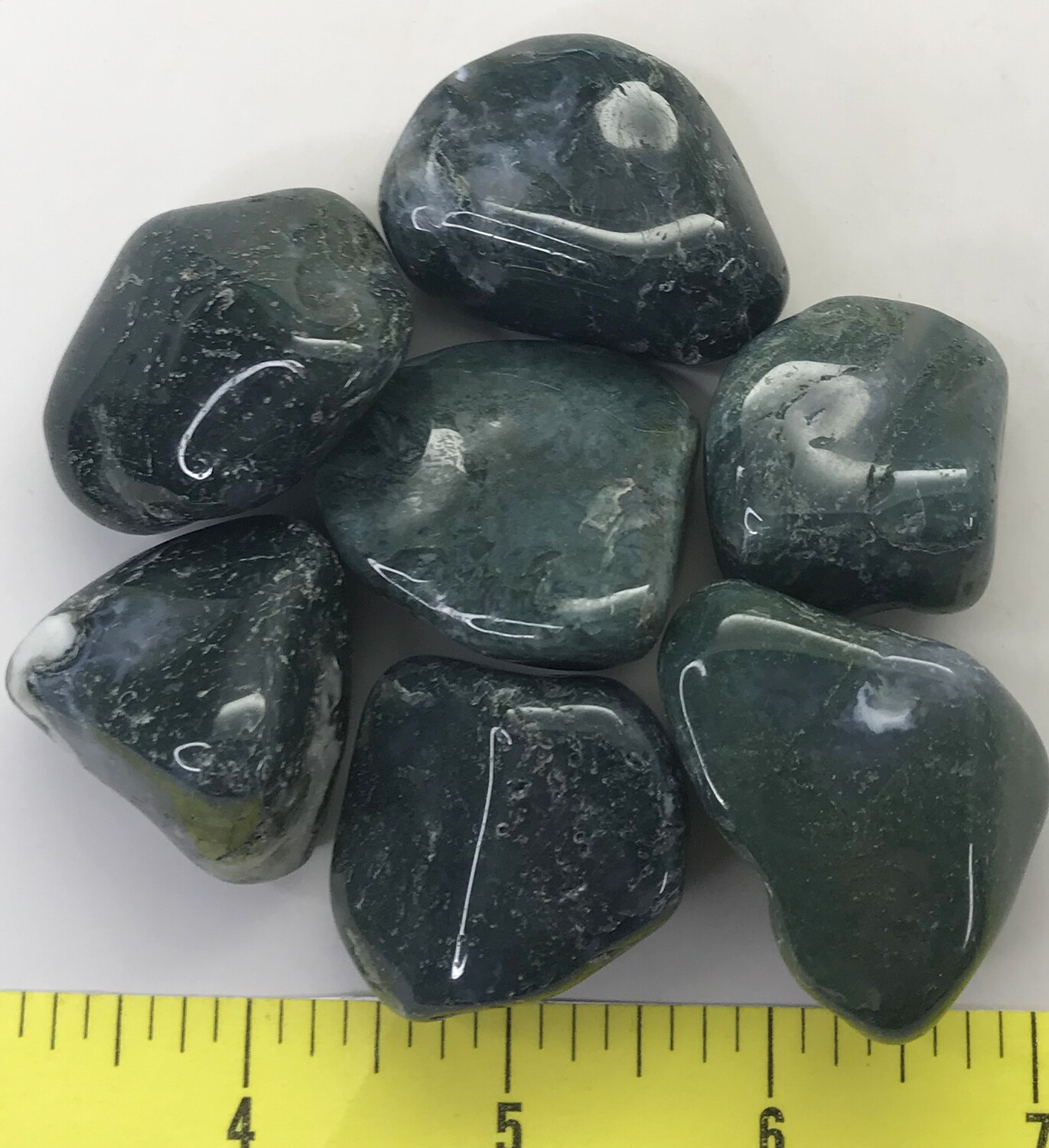 AGATE MOSS XX-Large (1-7/8 to 2-1/2″) polished green agate 1/2 lb bulk