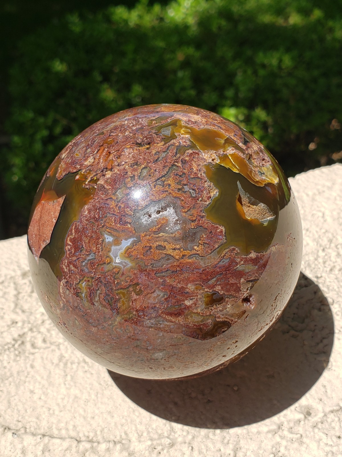 3.45″ Natural Red Moss Agate Quartz Crystal Mineral Sphere Ball Orb, 920g
