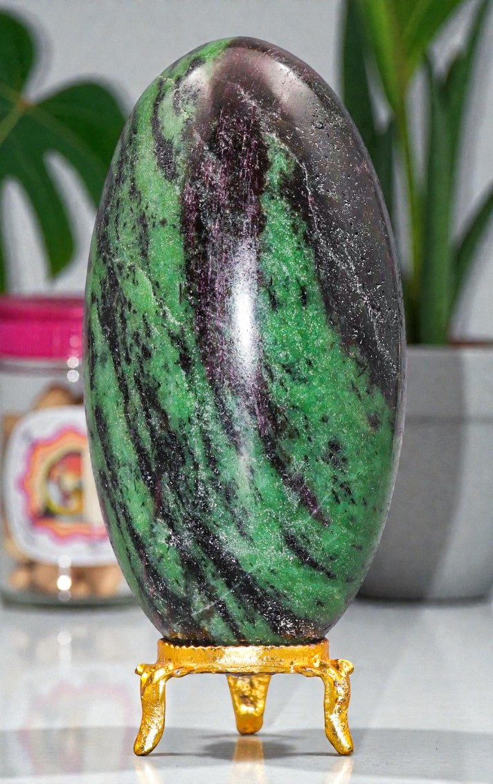 Green RUBY ZOISITE Crystal Anyolite Healing Reiki Energy Gemstone Lingam 105mm