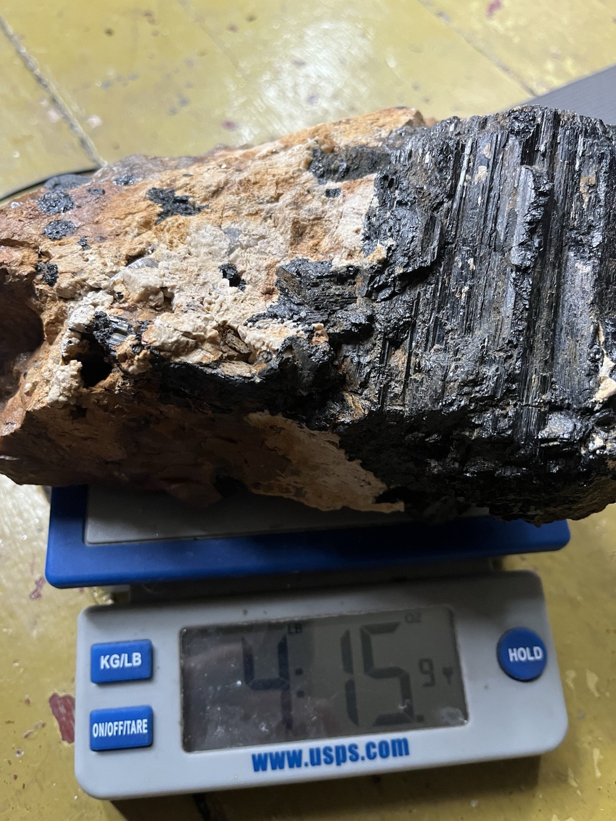 HUGE 5lb Black Tourmaline Schorl Crystal Maine USA Locality Iron Oxidized Quartz