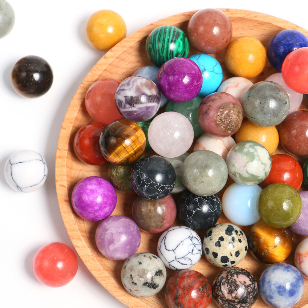 15mm Wholesale Natural Mixed Sphere Quartz Crystal Carved Gem Ball Reiki Healing