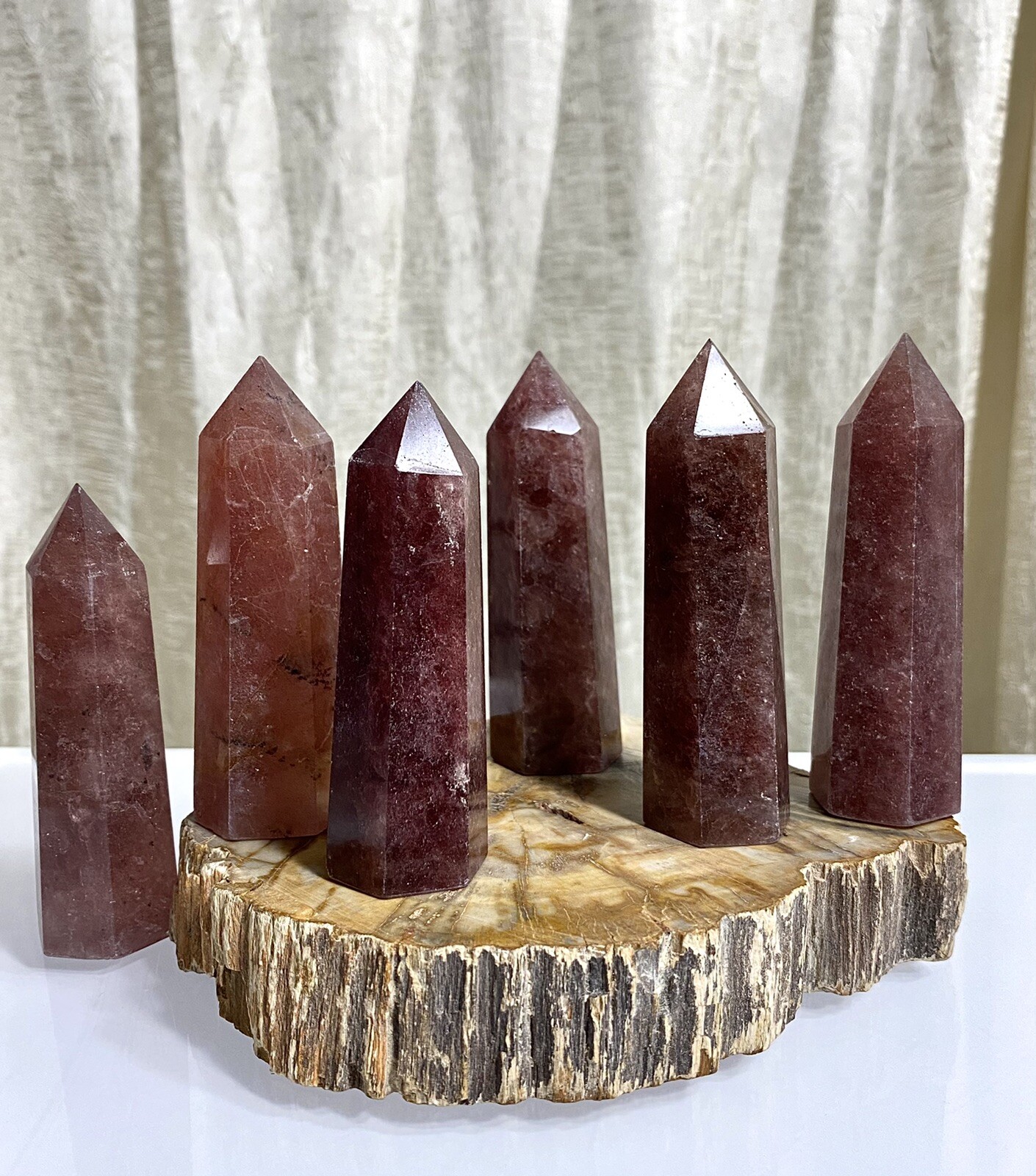 Wholesale Lot 1Lb Natural Strawberry Quartz Obelisk Tower Point Crystal Healing