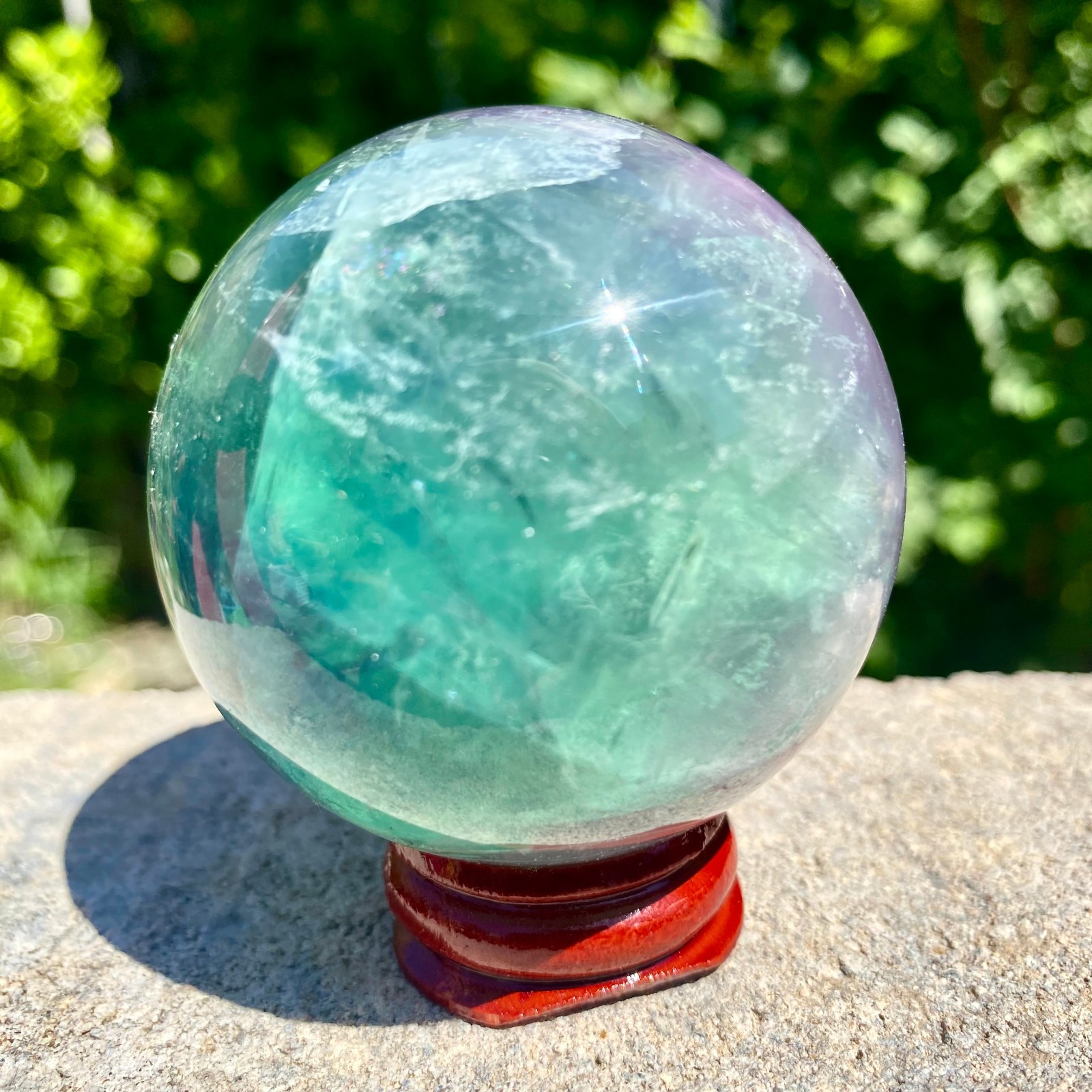 305G natural Green fluorite ball quartz crystal Sphere Reiki energy healing