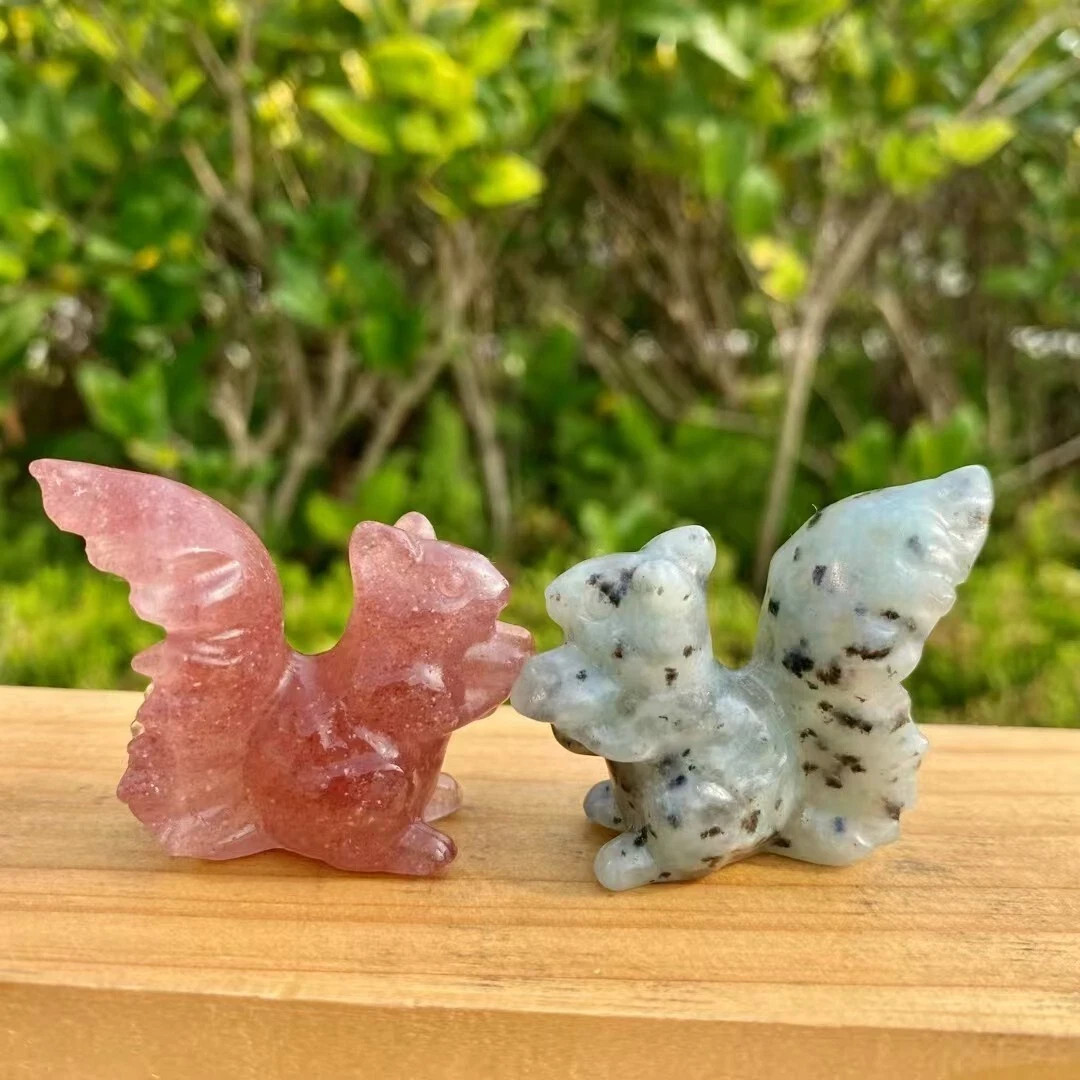 1pcs Natural mixed Quartz Carved crystal Squirrel Reiki Decor Random