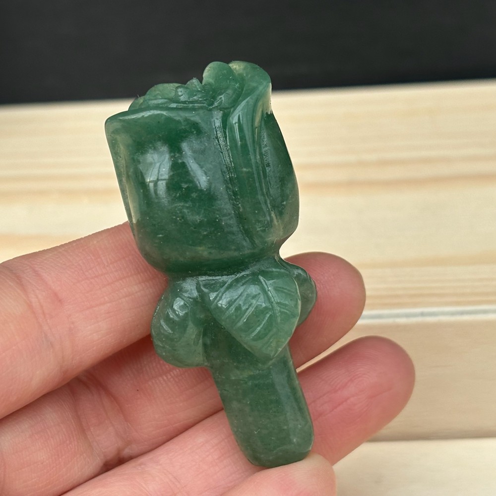 2.3″ Natural Aventurine Quartz Rose Carved Crystal Flower Skull Healing Gift 1pc