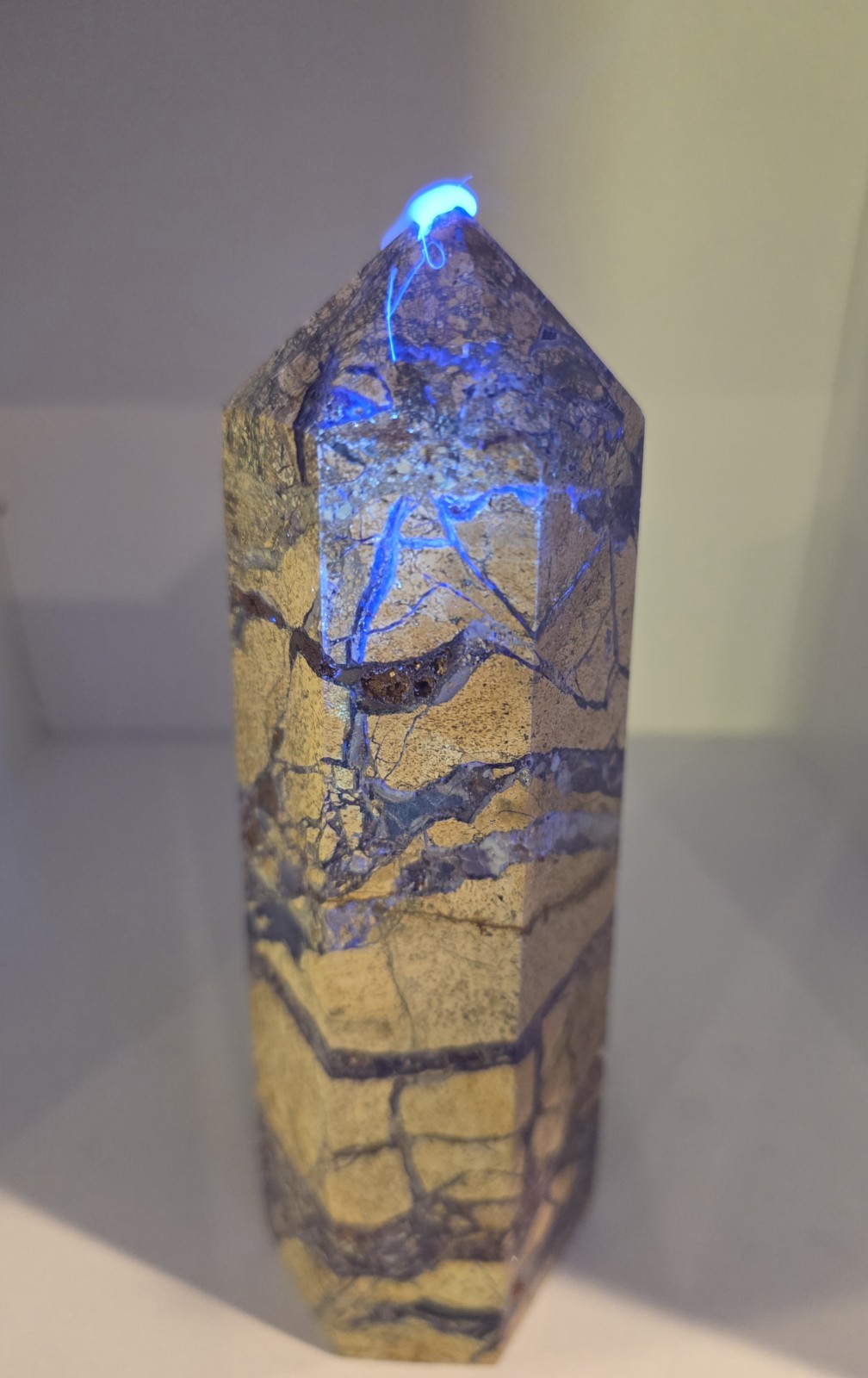 Root Fluorite Tower 2 lb Purple Gold Brecciated Crystal Point Statement Piece