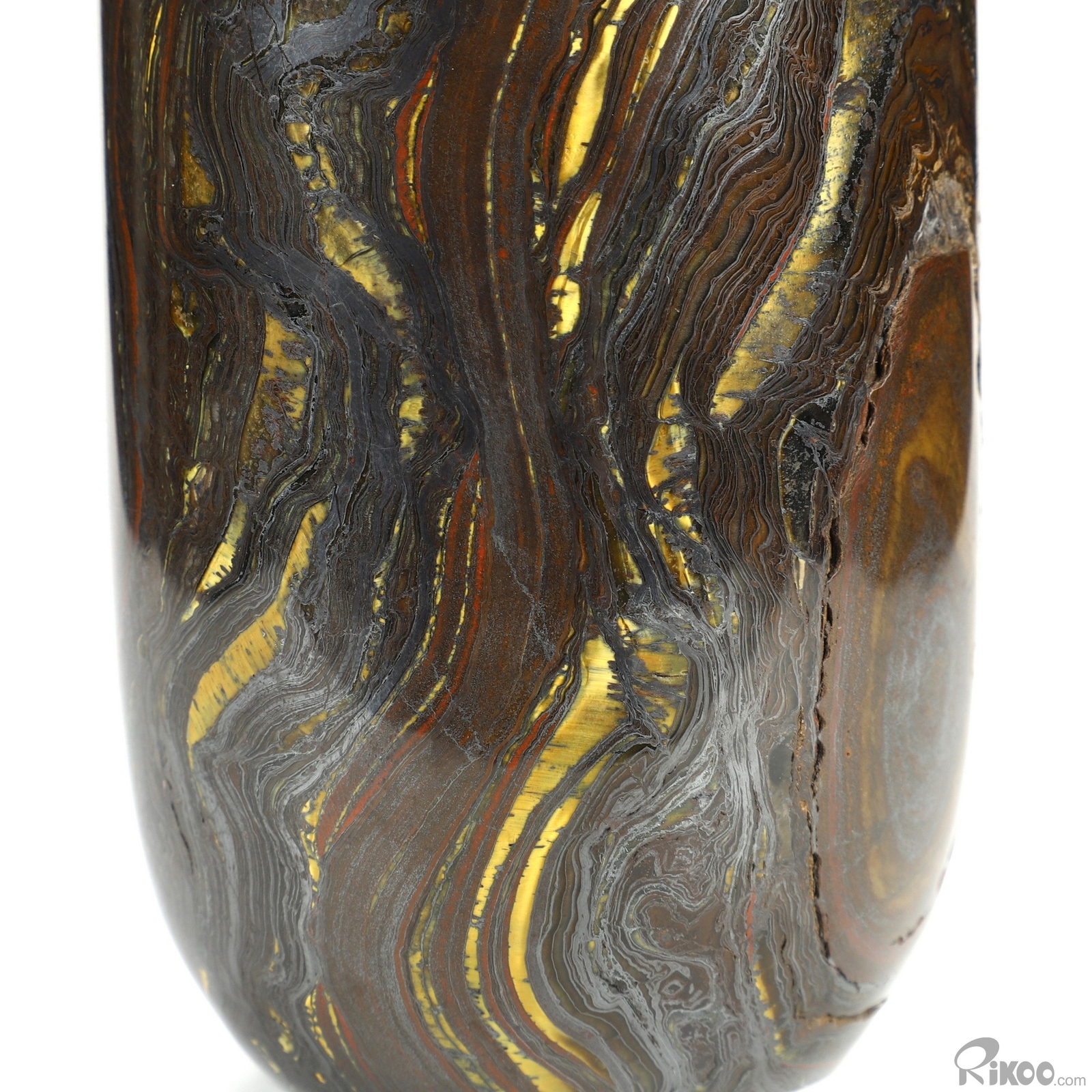 6.7″ Colorful Tiger Iron Eye Hand Carved Crystal Vase Sculpture, Crystal Healing