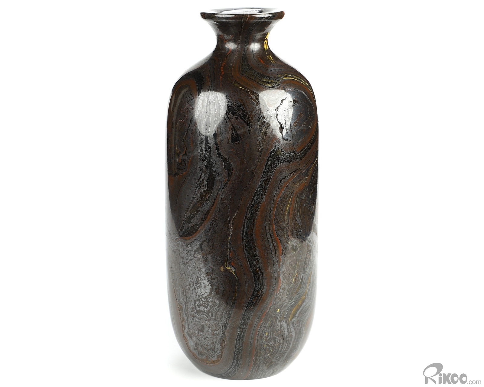 6.7″ Colorful Tiger Iron Eye Hand Carved Crystal Vase Sculpture, Crystal Healing