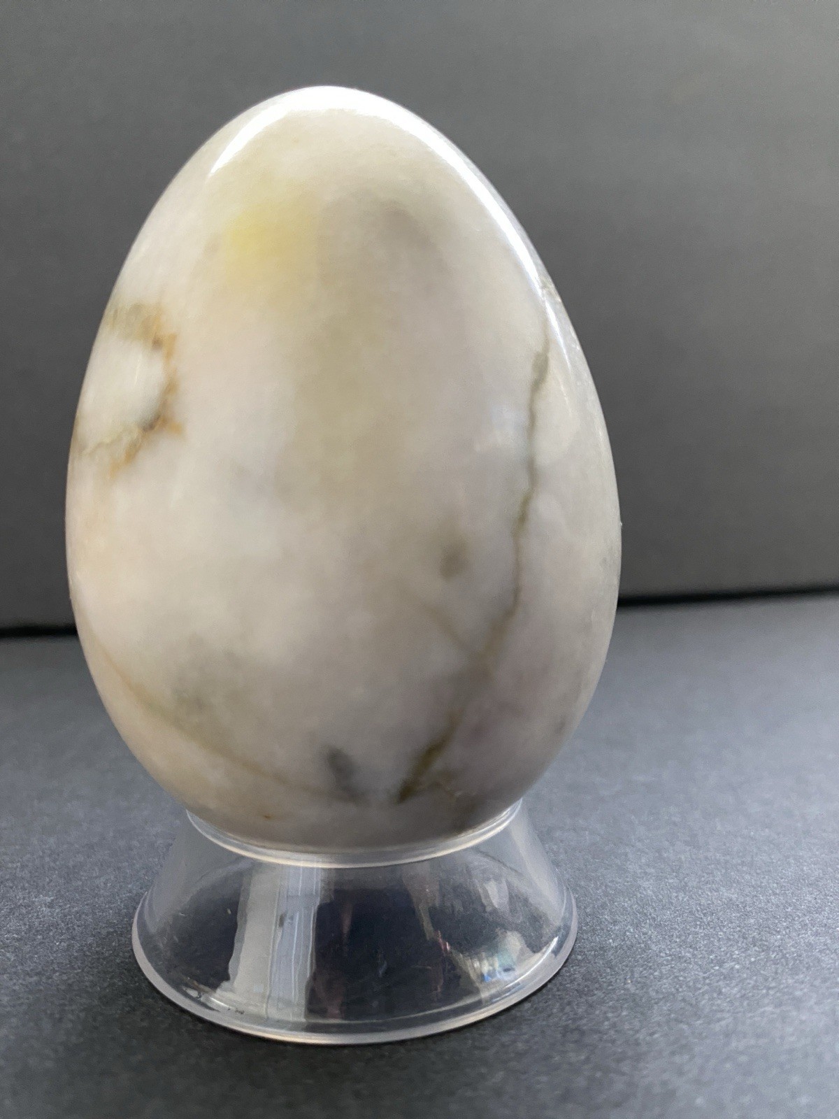 Natural Onyx Stone Egg With Stand Hand Polished Banded Agate Calcite Crystal