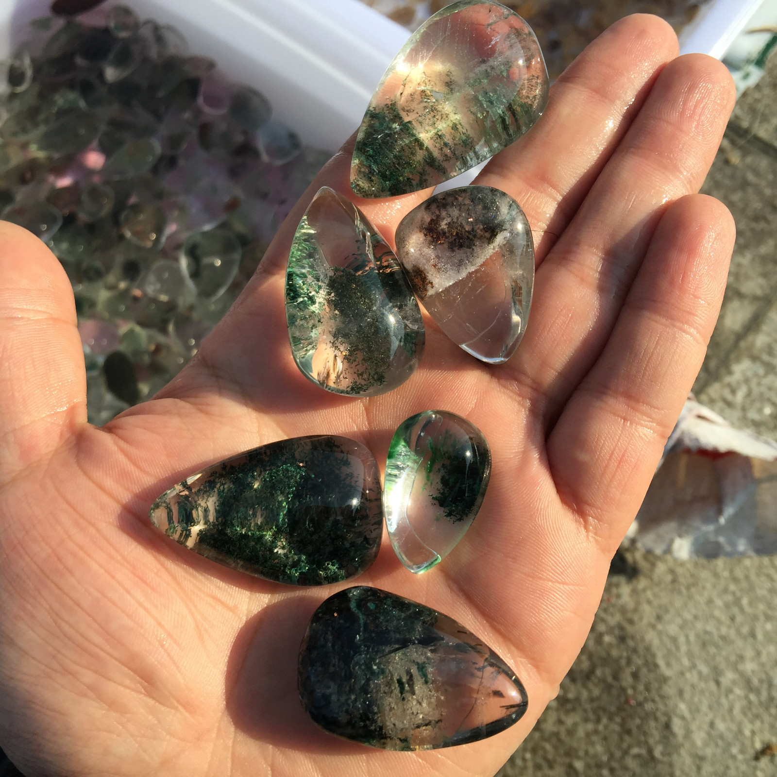 A LOT Natural ghost phantom quartz pendant crystal healing 10pcs random