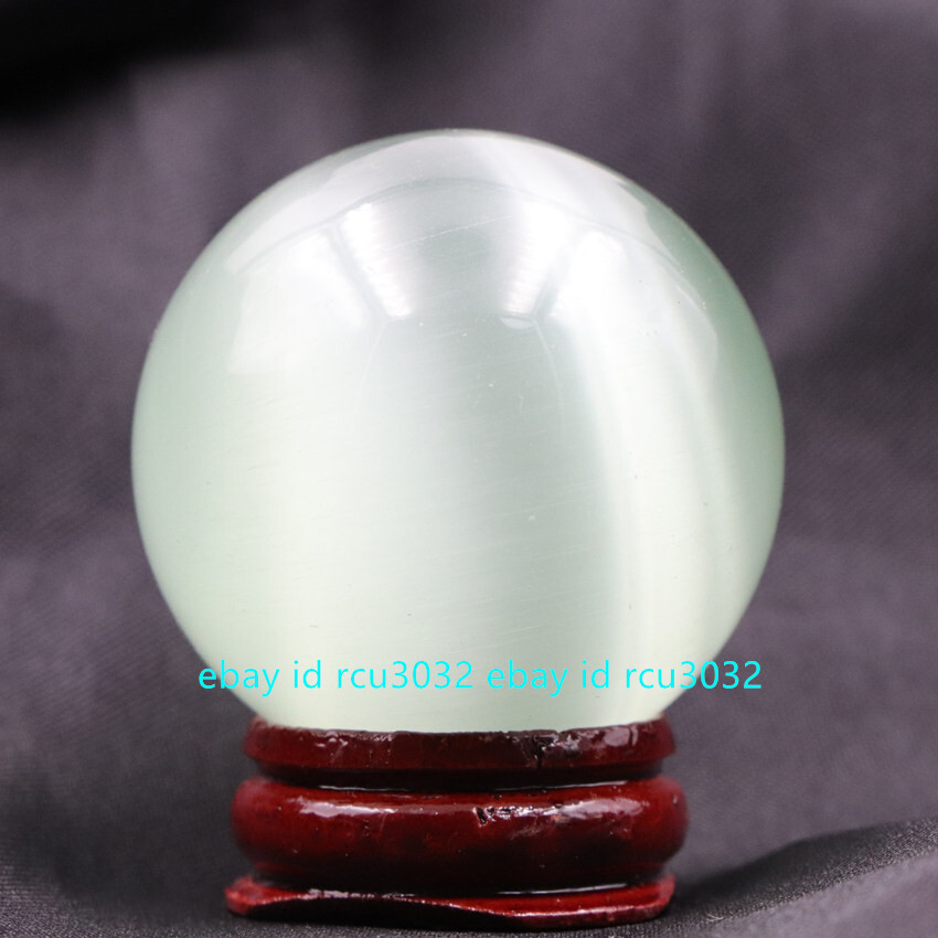 Multi-Color 40mm Mexican Opal Cat’s Eye Gems Ball Crystal Healing Sphere + Stand