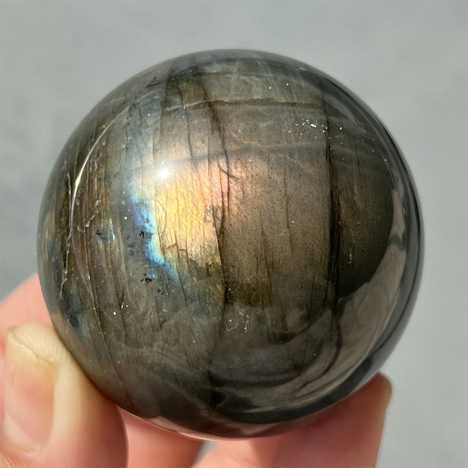 40MM+ Natural Labradorite Sphere Rainbow Quartz Crystal Ball Reiki Healing 1Pc