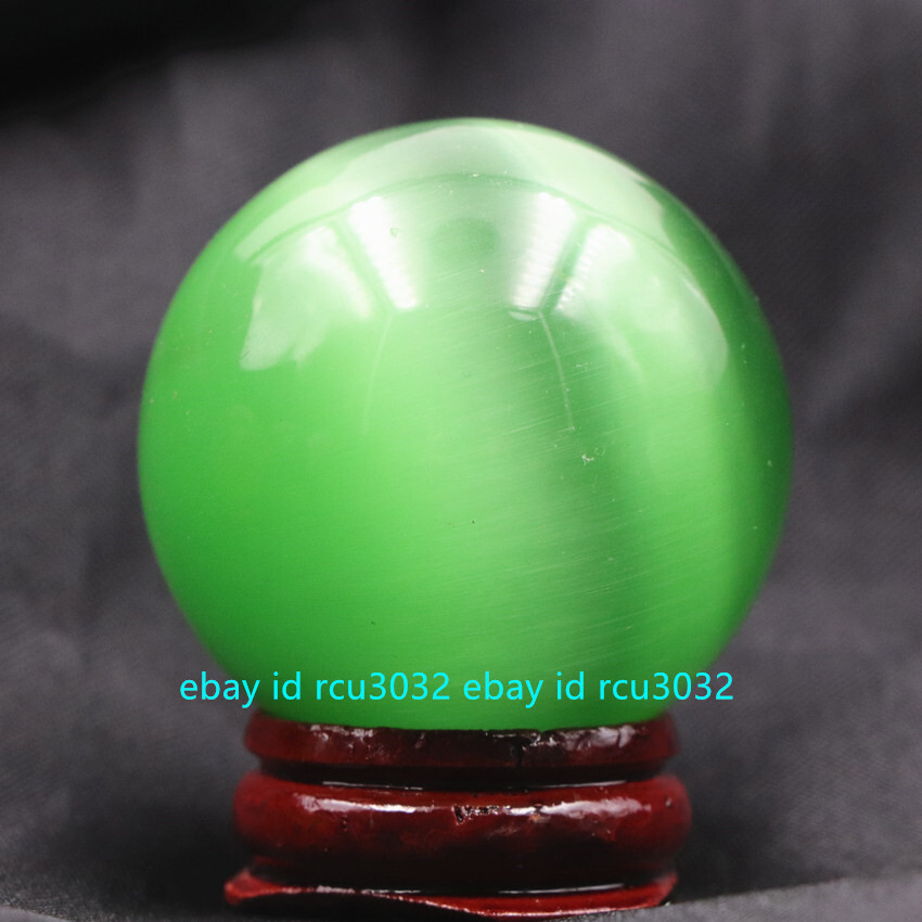 Multi-Color 40mm Mexican Opal Cat’s Eye Gems Ball Crystal Healing Sphere + Stand