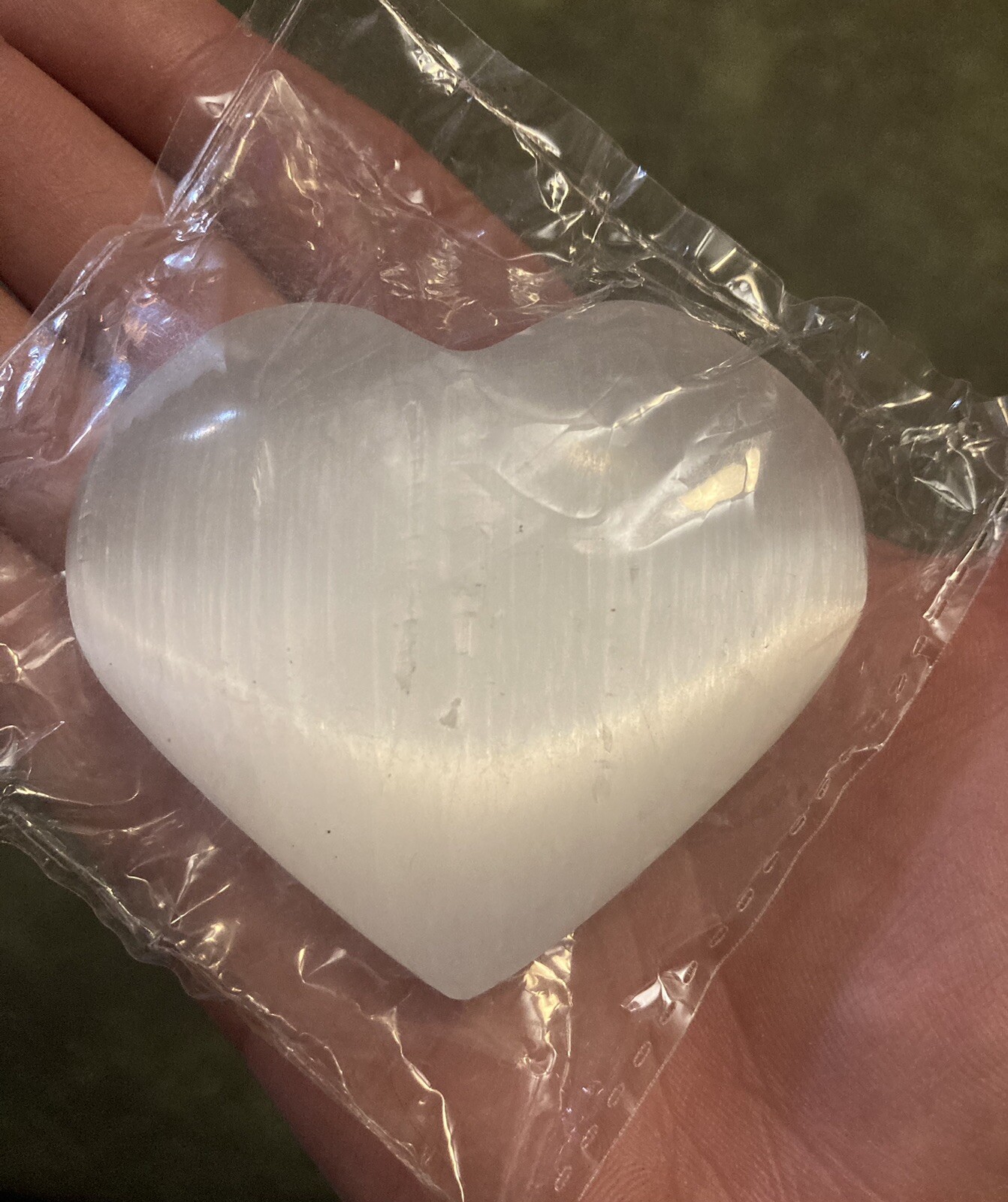 LARGE SELENITE HEART!! Carved And Polished With Natural Fractures Beautiful!