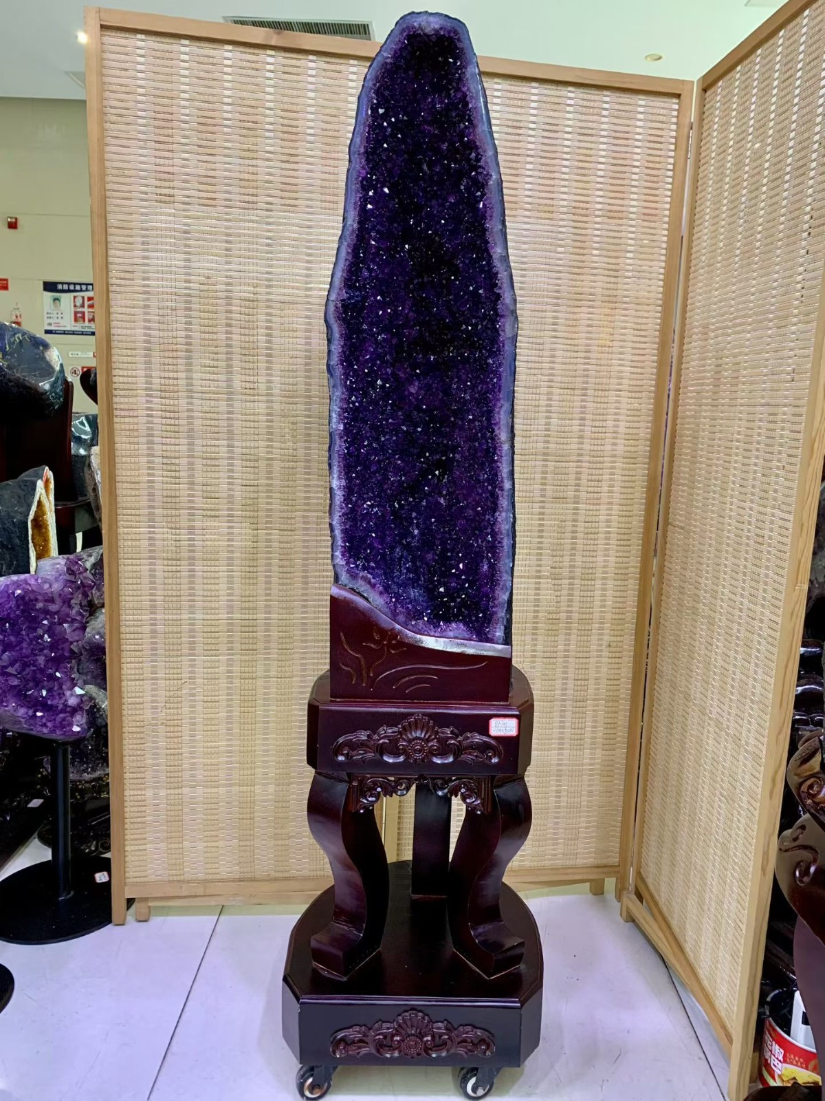 Large 179lb RARE Top Natural Amethyst Geode Crystal Quartz Cathedral Decor+base