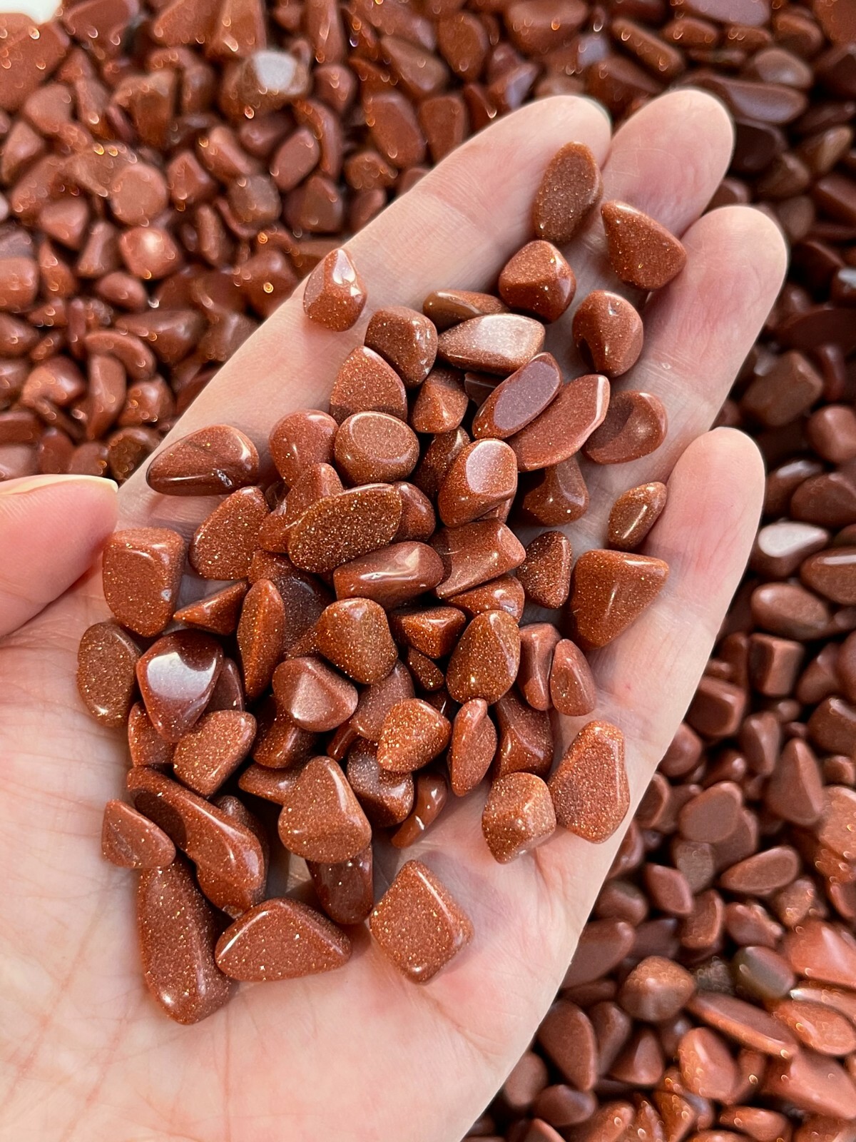 Grade A++ Red Goldstone Semi Tumbled Gemstone Mini Chips 6- 15mm, Bulk Lot
