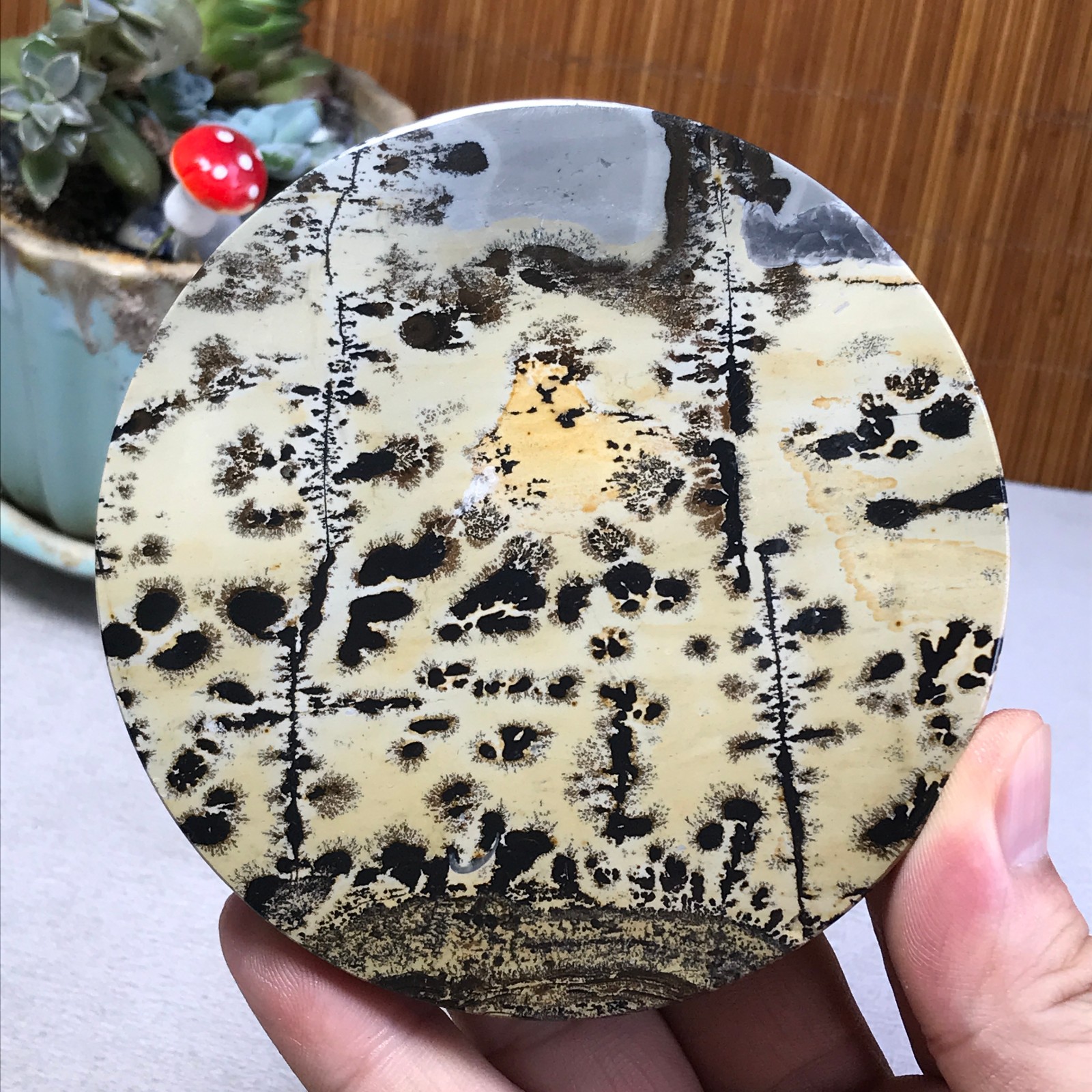 100mm Natural Chinese painting stone crystal ornaments for home decoration A6404
