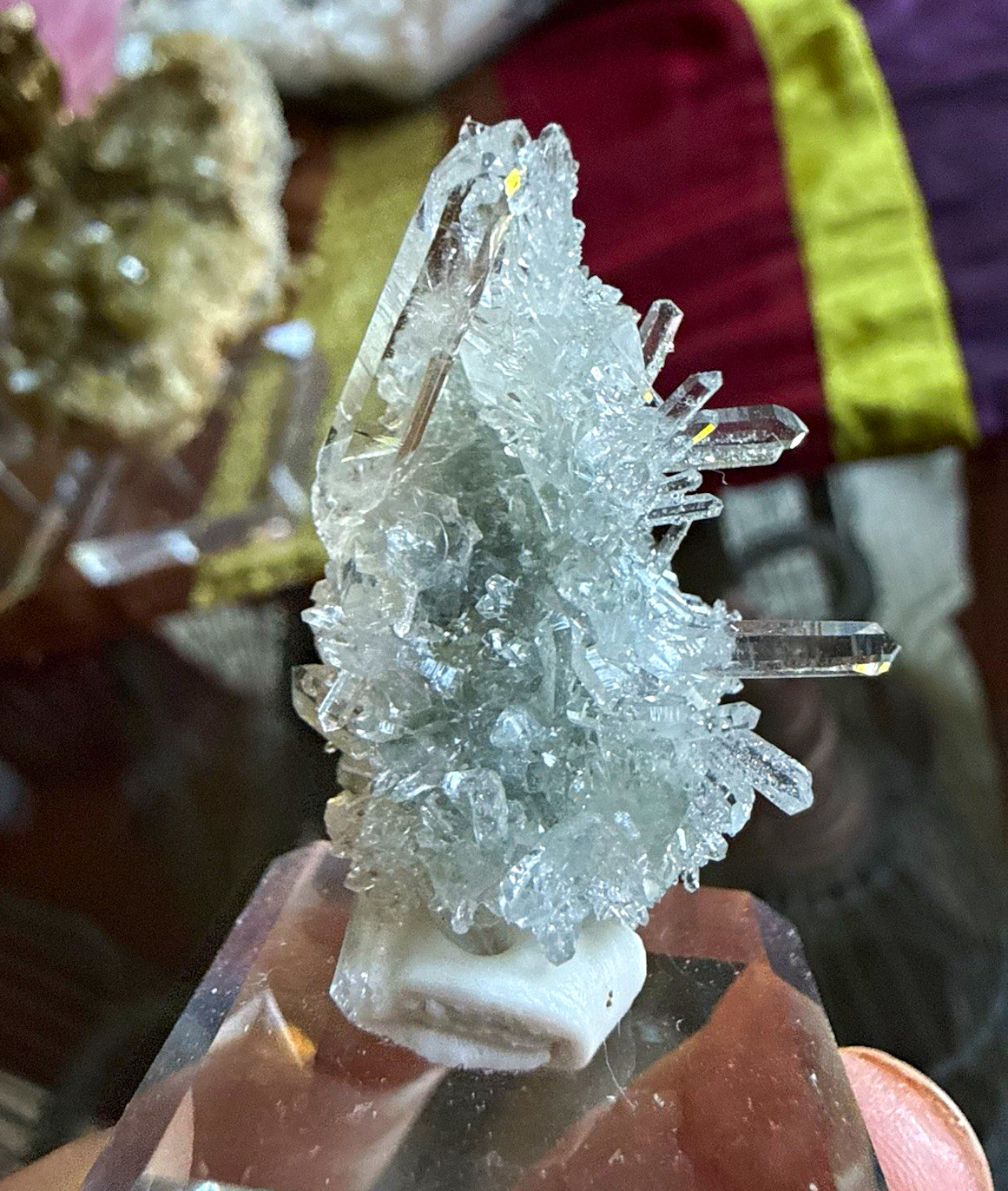 Clear Quartz Crystal Cluster Display Specimen on Acrylic Stand, 0.78 oz