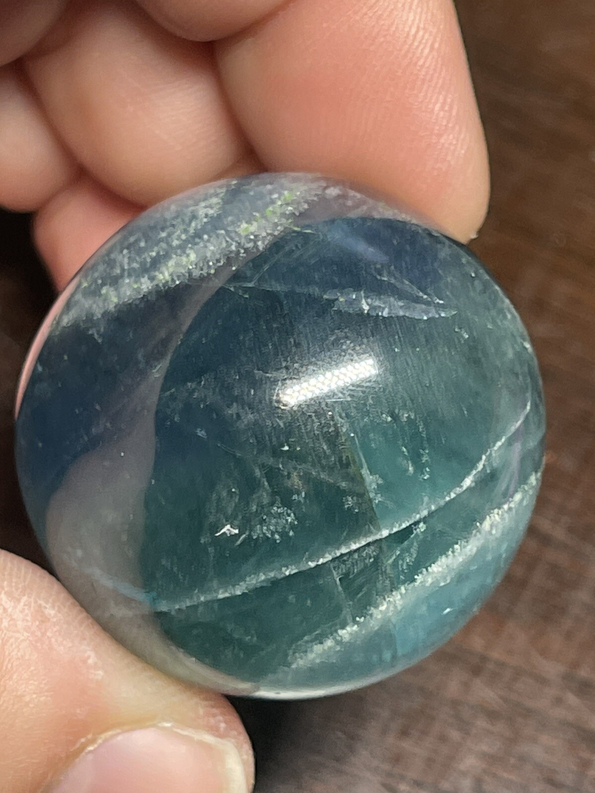 Blue Green Fluorite Mini Sphere Ball Orb Marble 34.6mm 71g