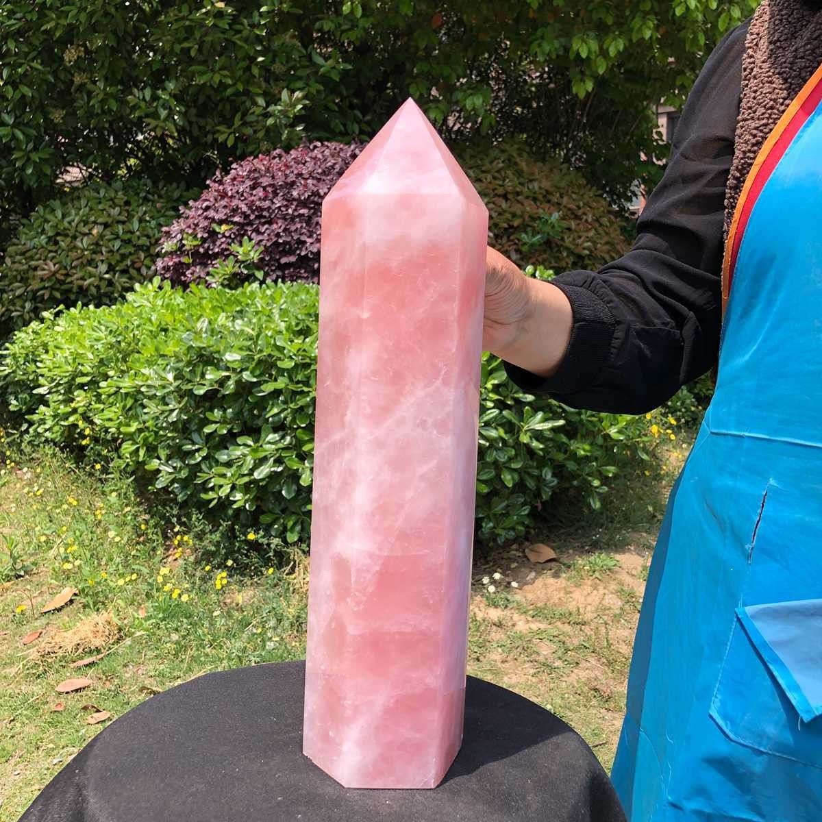 12.16LB Natural rose quartz obelisk pink crystal tower point healing decor