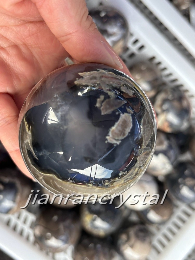200g+ Volcanic agate sphere crystal ball home decoration fluorescent sphere 1pc
