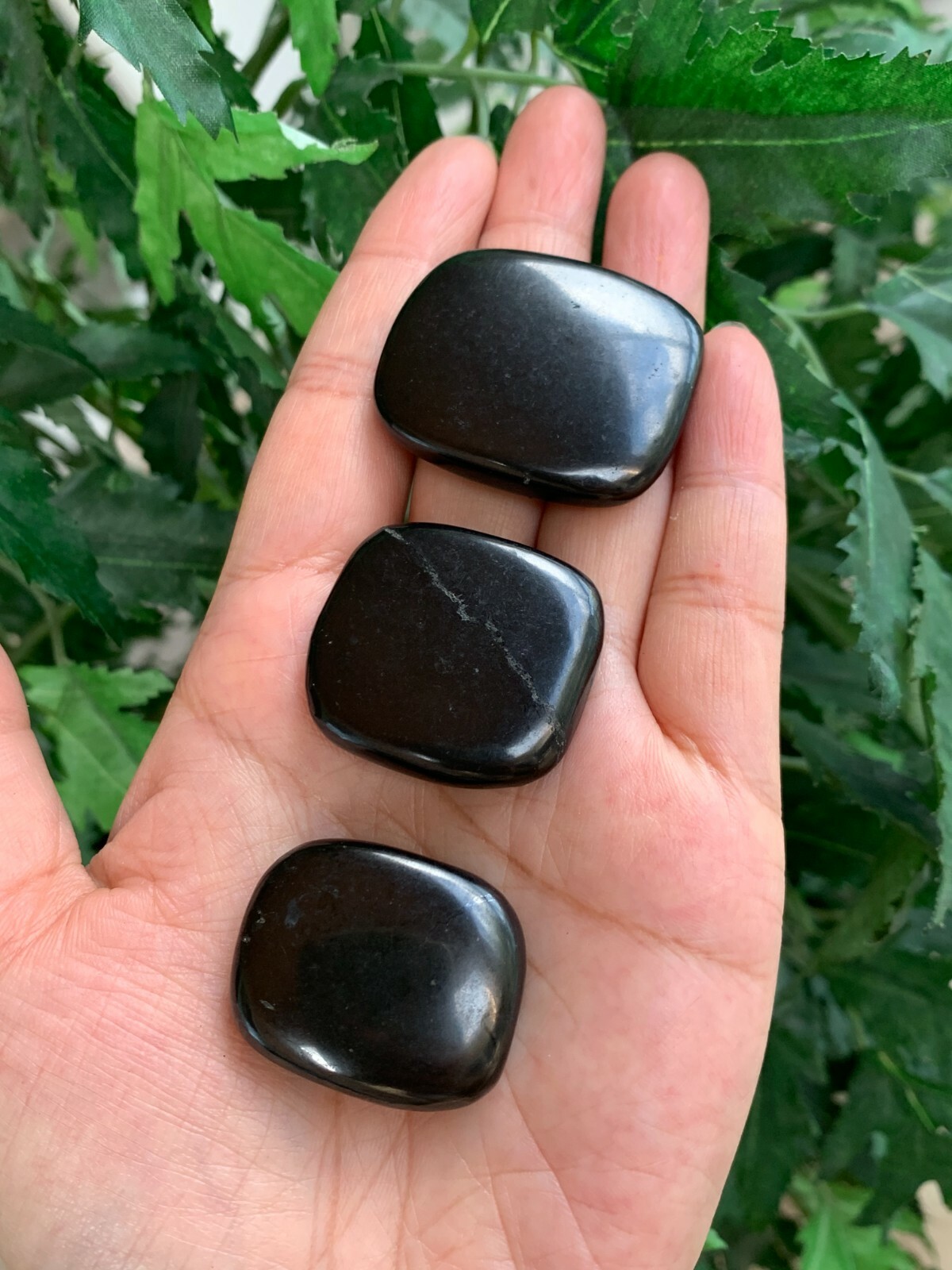Shungite Smooth Stones, 1.25″-1.75″ Polished Shungite Palm Stones, Wholesale Lot
