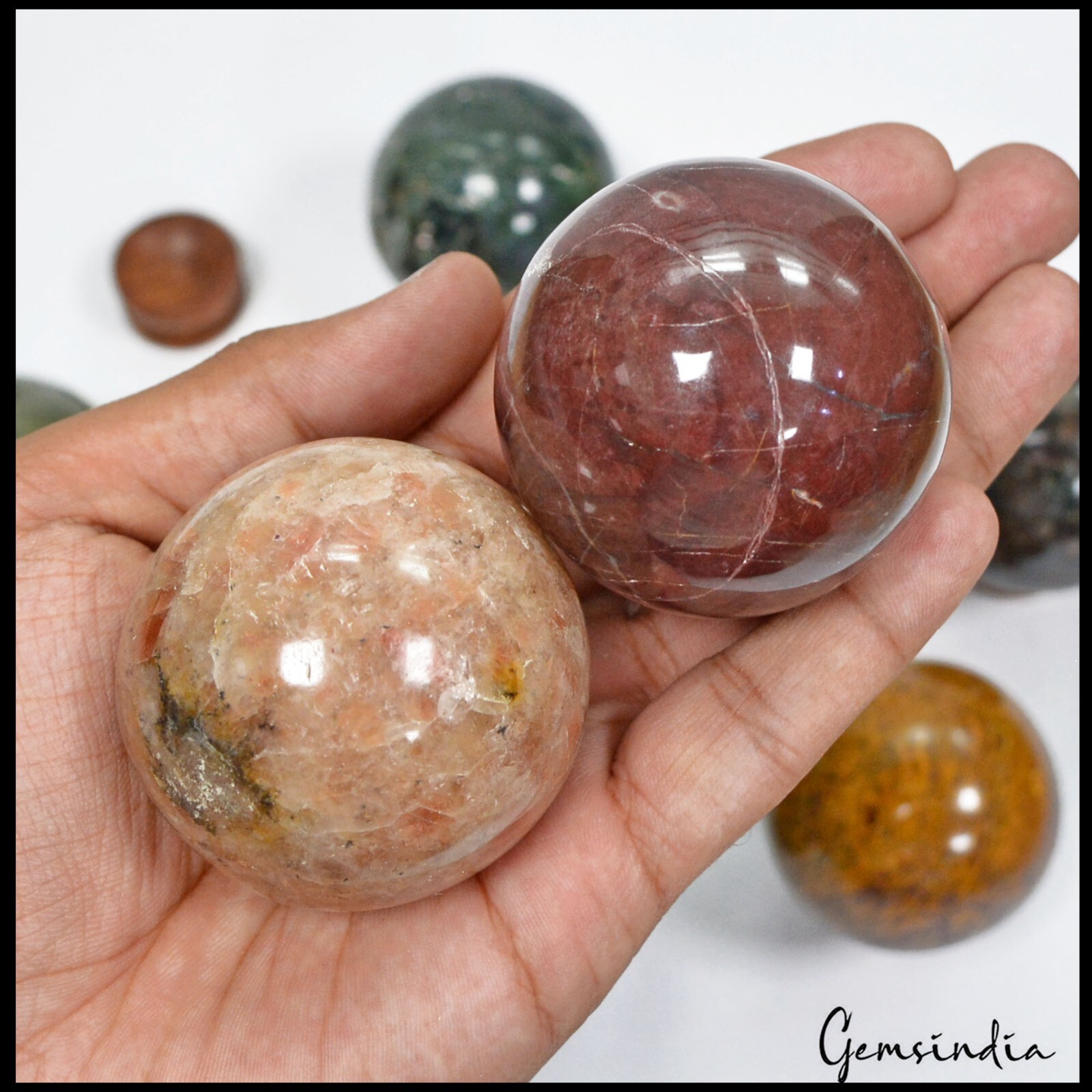 1.9kg Multi Gemstone Sphere Lot 49-52mm Natural Polished Crystal Ball Collection