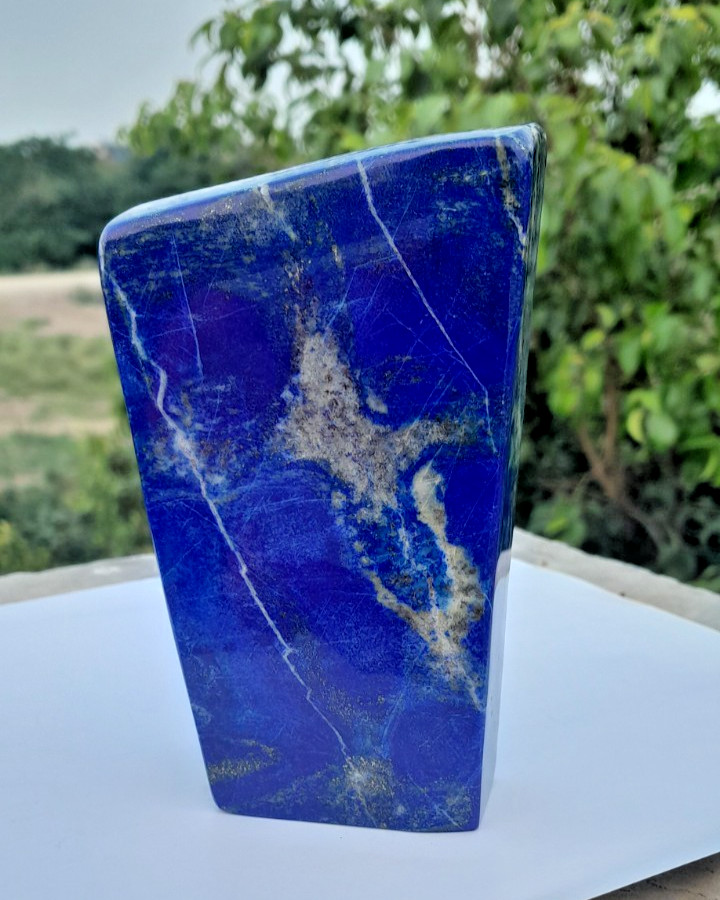 630g Lapis Lazuli Freeform With Iron Pyrite Inclusion Rough Tumbled Polished